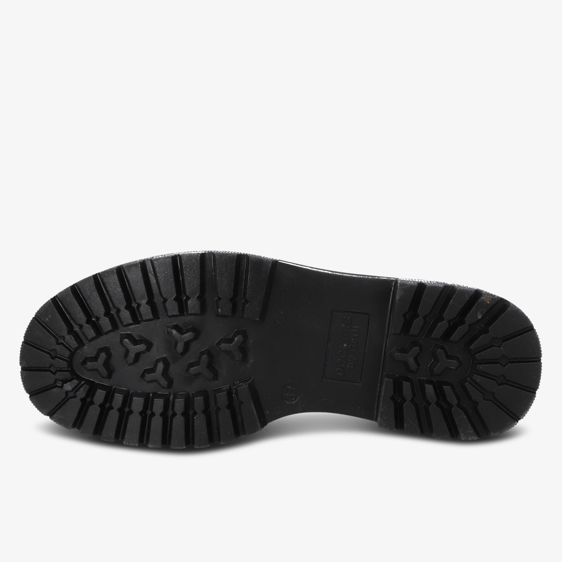 Robuste schwarze Schuhsohle mit tiefem Profil für optimalen Halt und Langlebigkeit bei jedem Untergrund