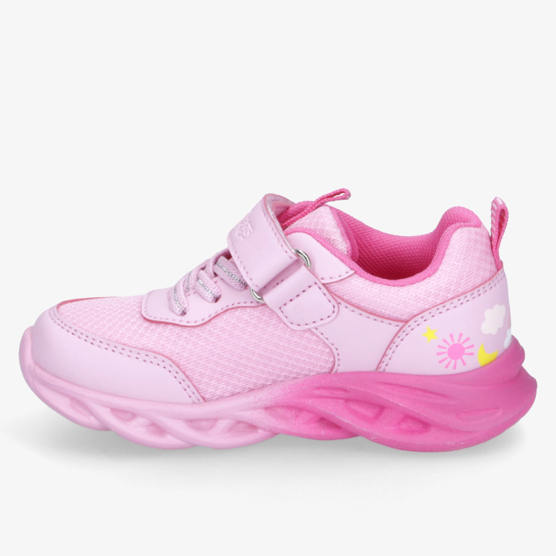 Sportlicher pinker Kinderschuh mit atmungsaktivem Material, rutschfester Sohle und praktischem Klettverschluss