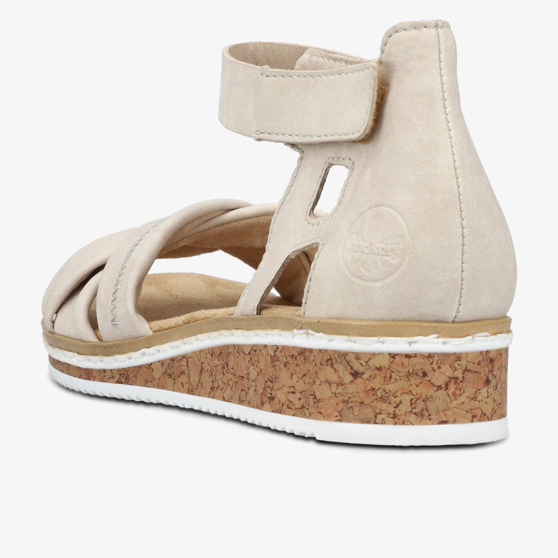 Bequeme Sandale mit praktischem Klettverschluss und modischem Kork-Plateau für angenehmen Tragekomfort