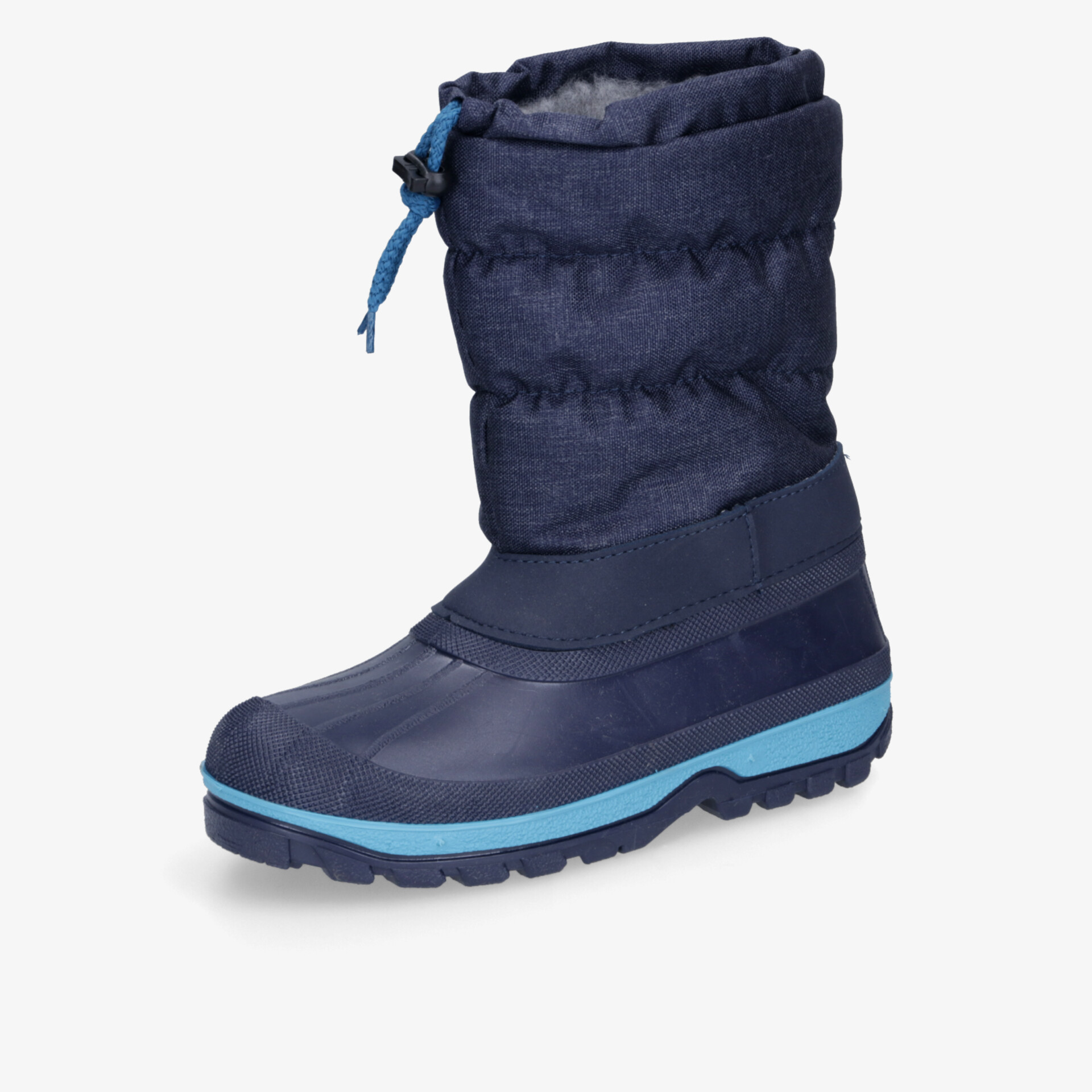 Wasserdichter, warmer Winterstiefel in Blau mit rutschfester Sohle und gepolstertem Schaft