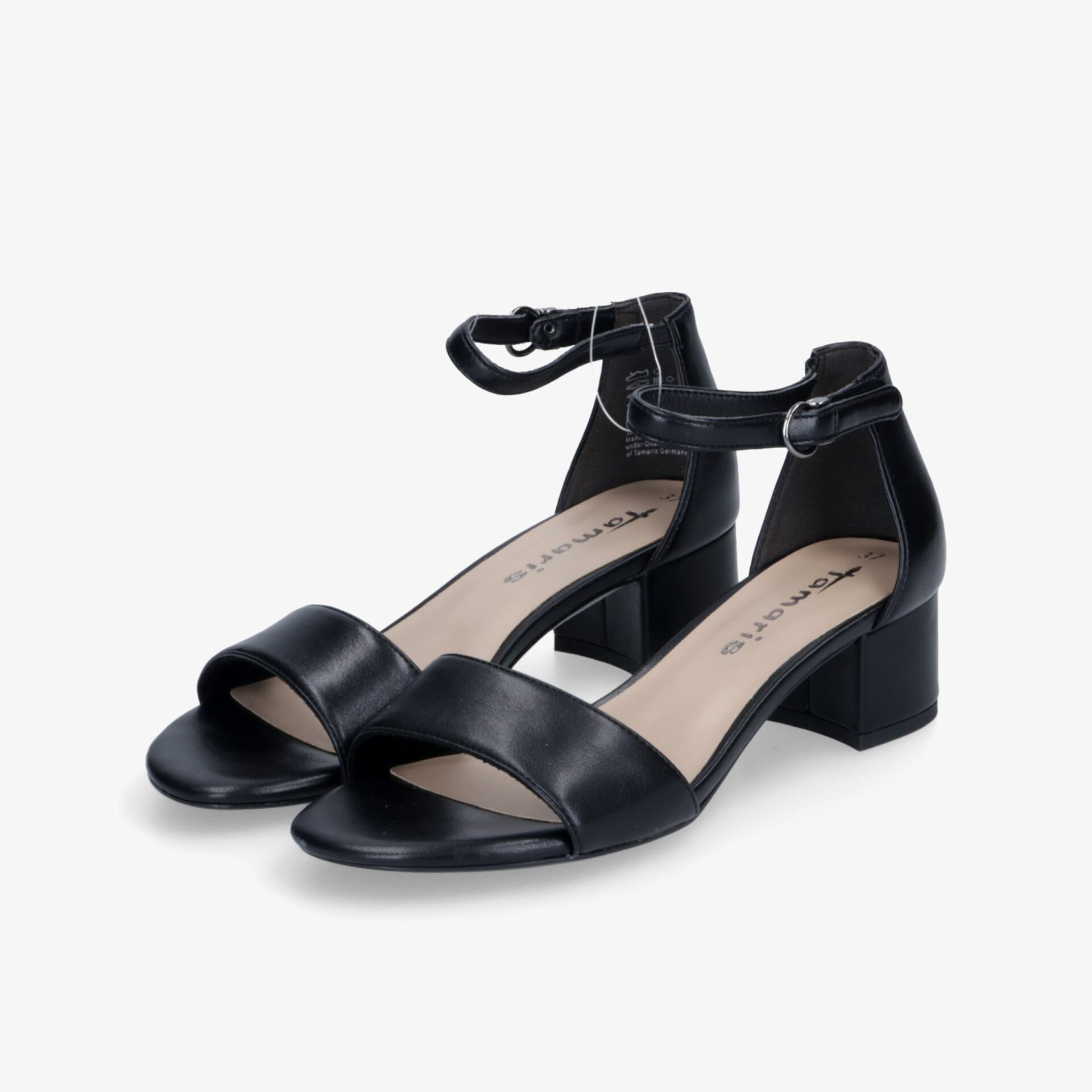 Elegante schwarze Sandaletten mit praktischem Absatz und verstellbarem Riemen für optimalen Tragekomfort