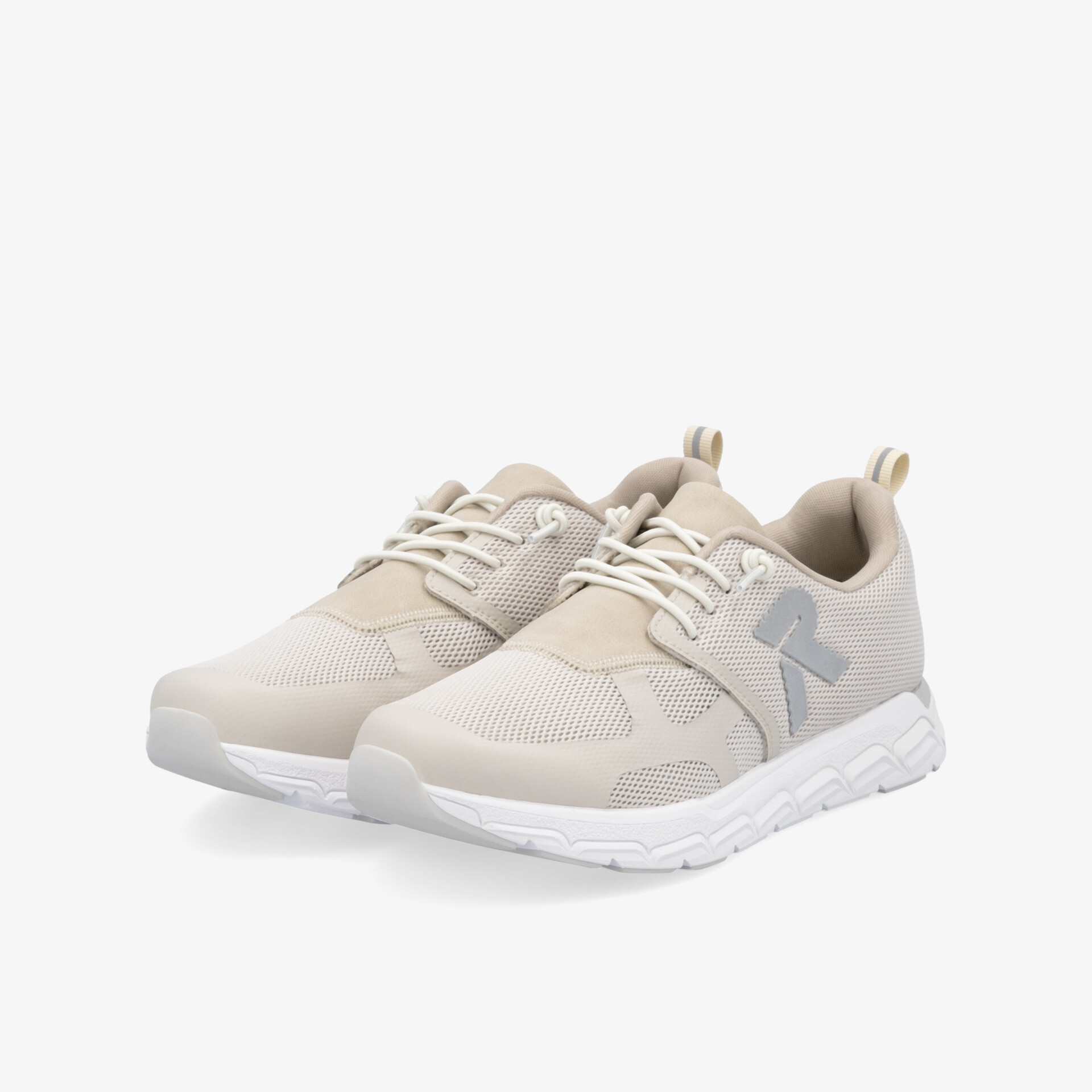 Beige Sneaker im Paar, leichter atmungsaktiver Sportschuh mit rutschfester Sohle und bequemer Polsterung