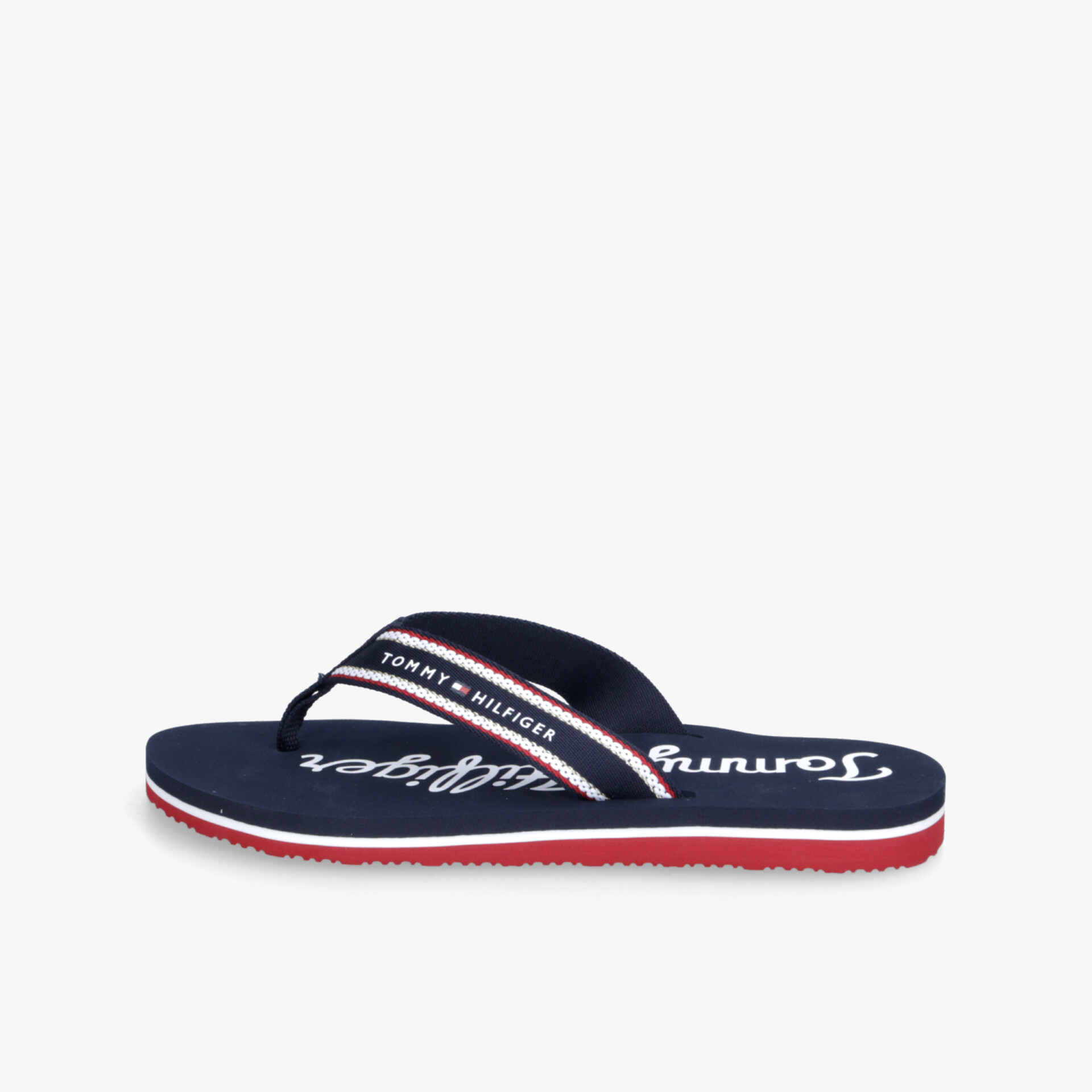 Leichter navy Flipflop mit roter Sohle, komfortable Zehensteg-Sandale ideal für Freizeit und Sommer