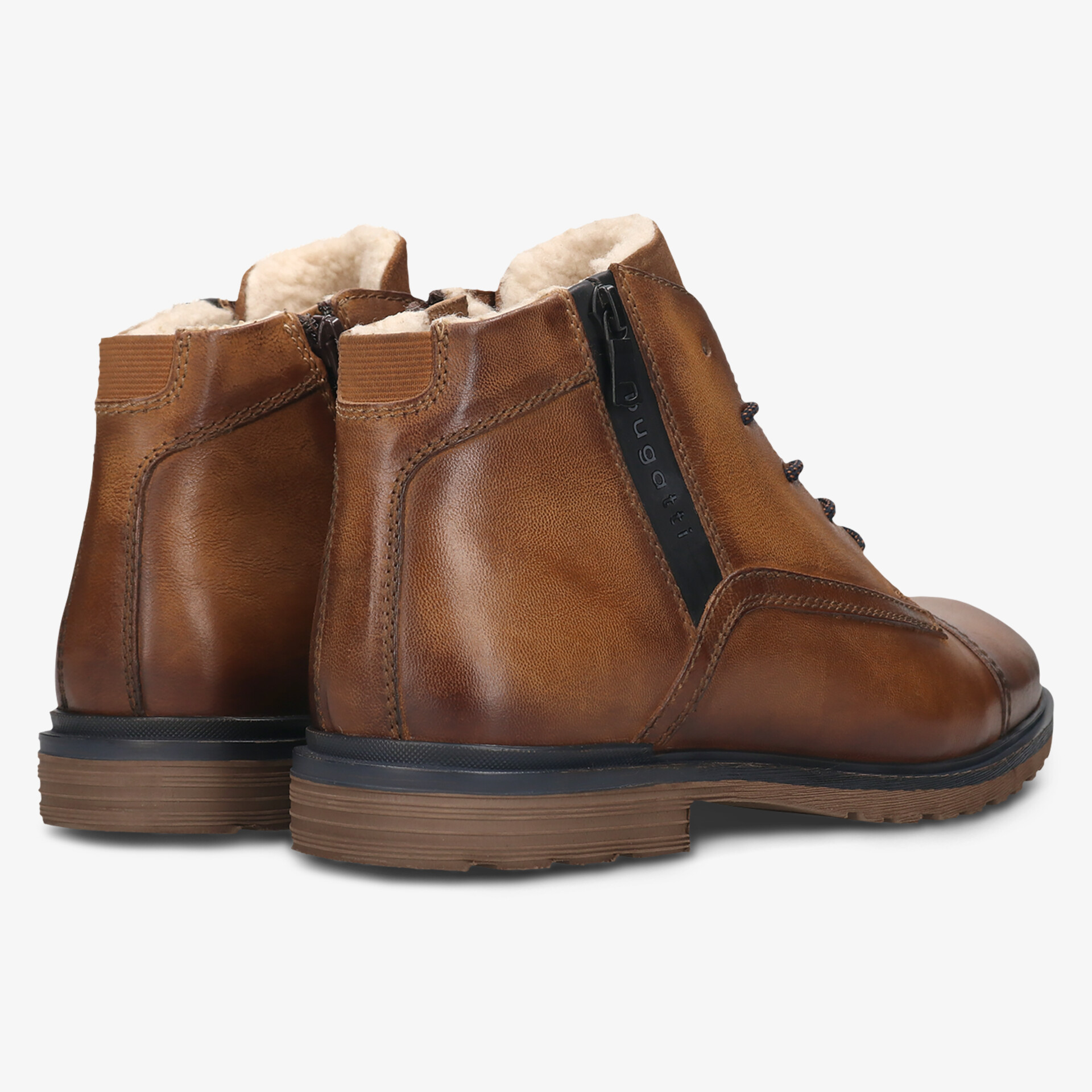 Braune Lederstiefelette mit seitlichem Reißverschluss, komfortabler Sohle und robustem Absatz