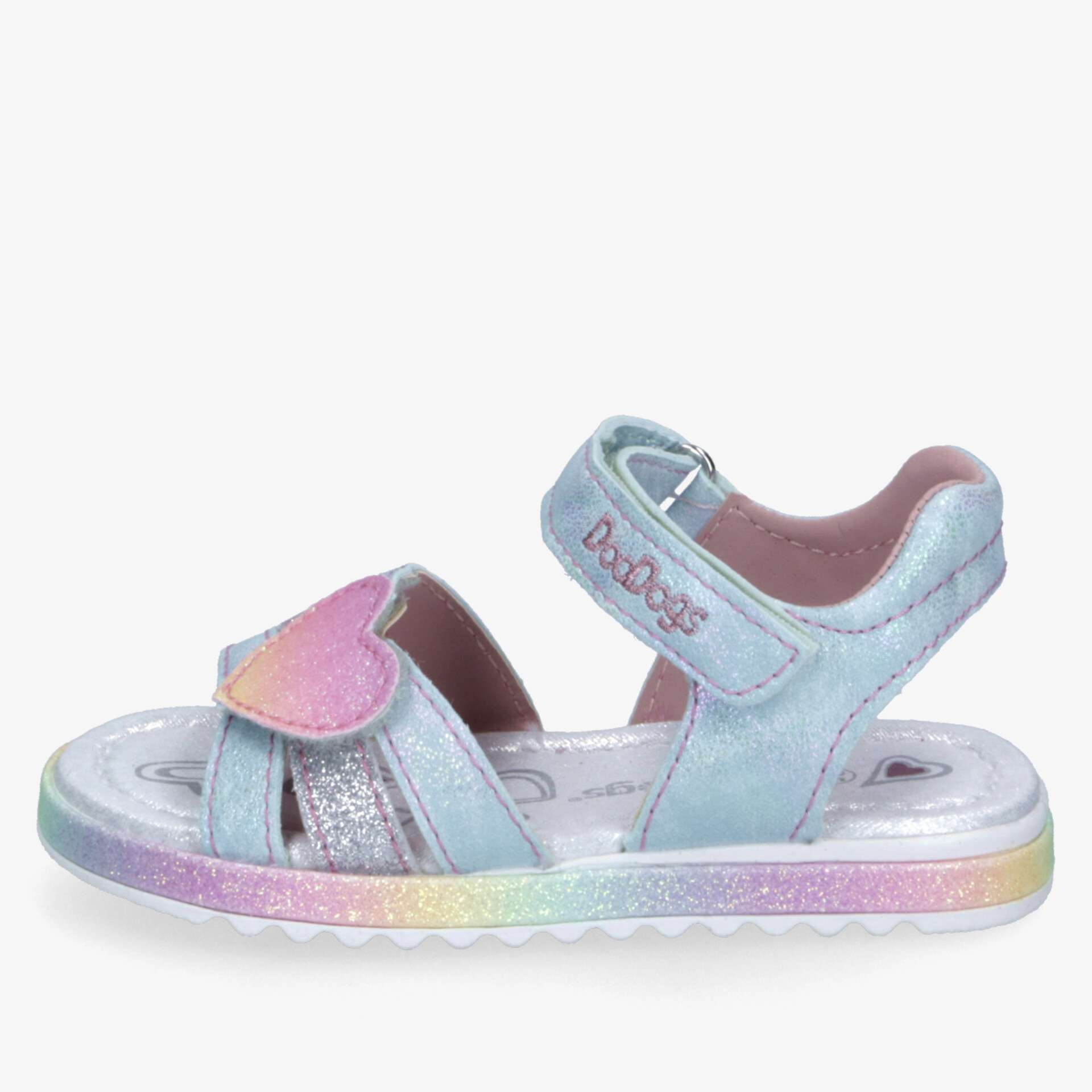 Bunte Kinder Sandale mit Herz, verstellbarem Klettverschluss und weichem Fußbett für maximalen Komfort