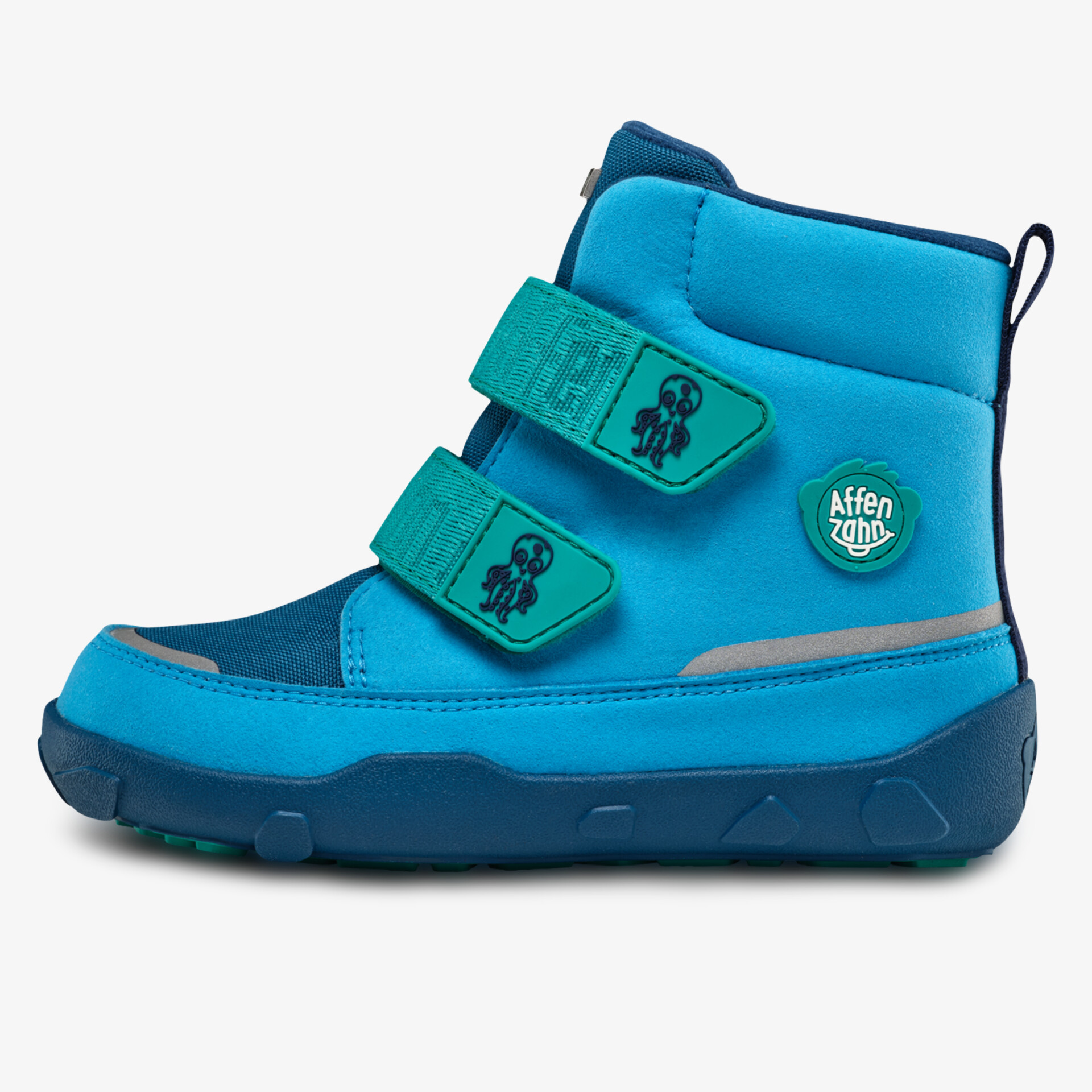 robuster blauer Winterstiefel mit warmer Fütterung und praktischem Klettverschluss für sicheren Halt