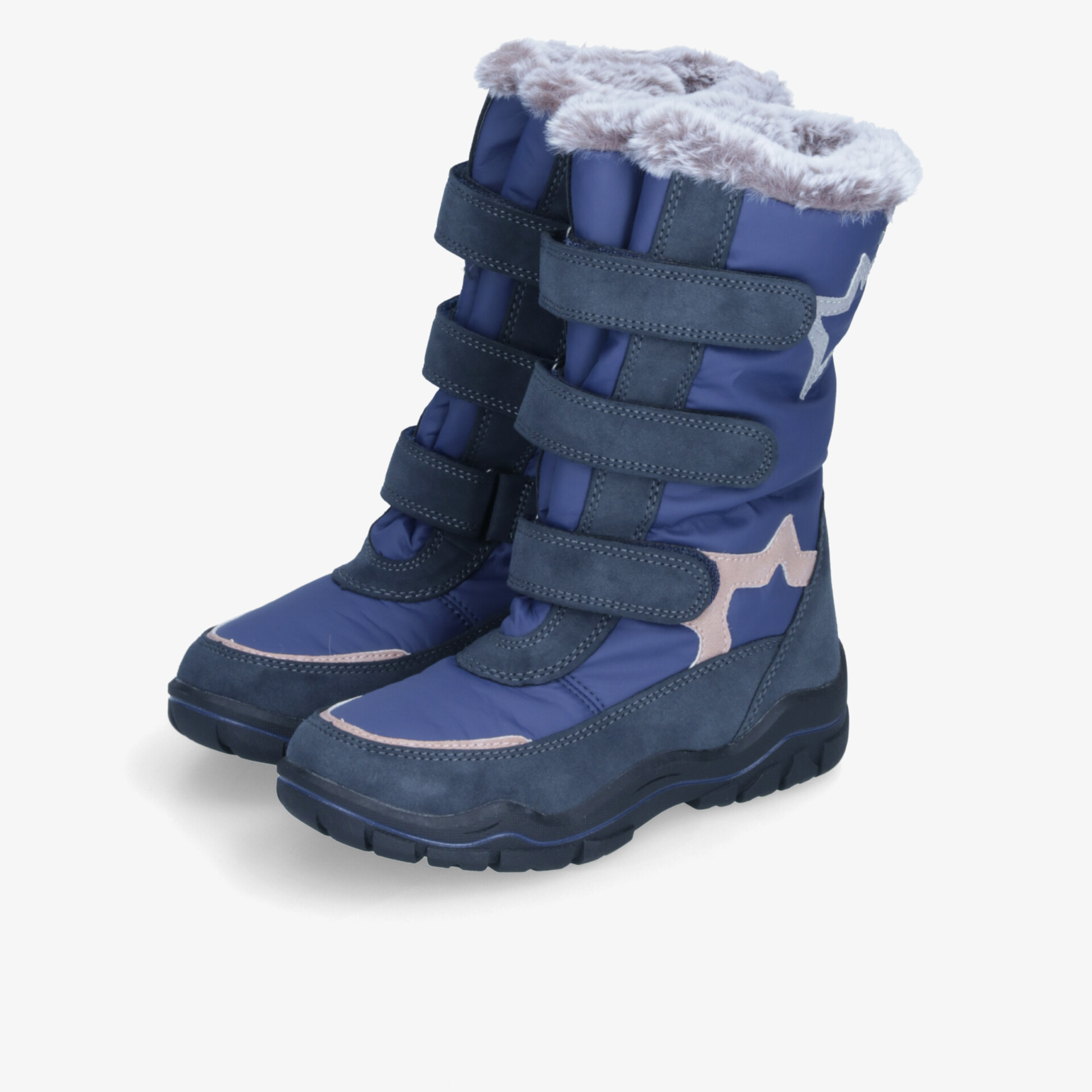 Robuste blaue Winterstiefel mit warmer Fellinnenausstattung und rutschfester Sohle für optimalen Komfort