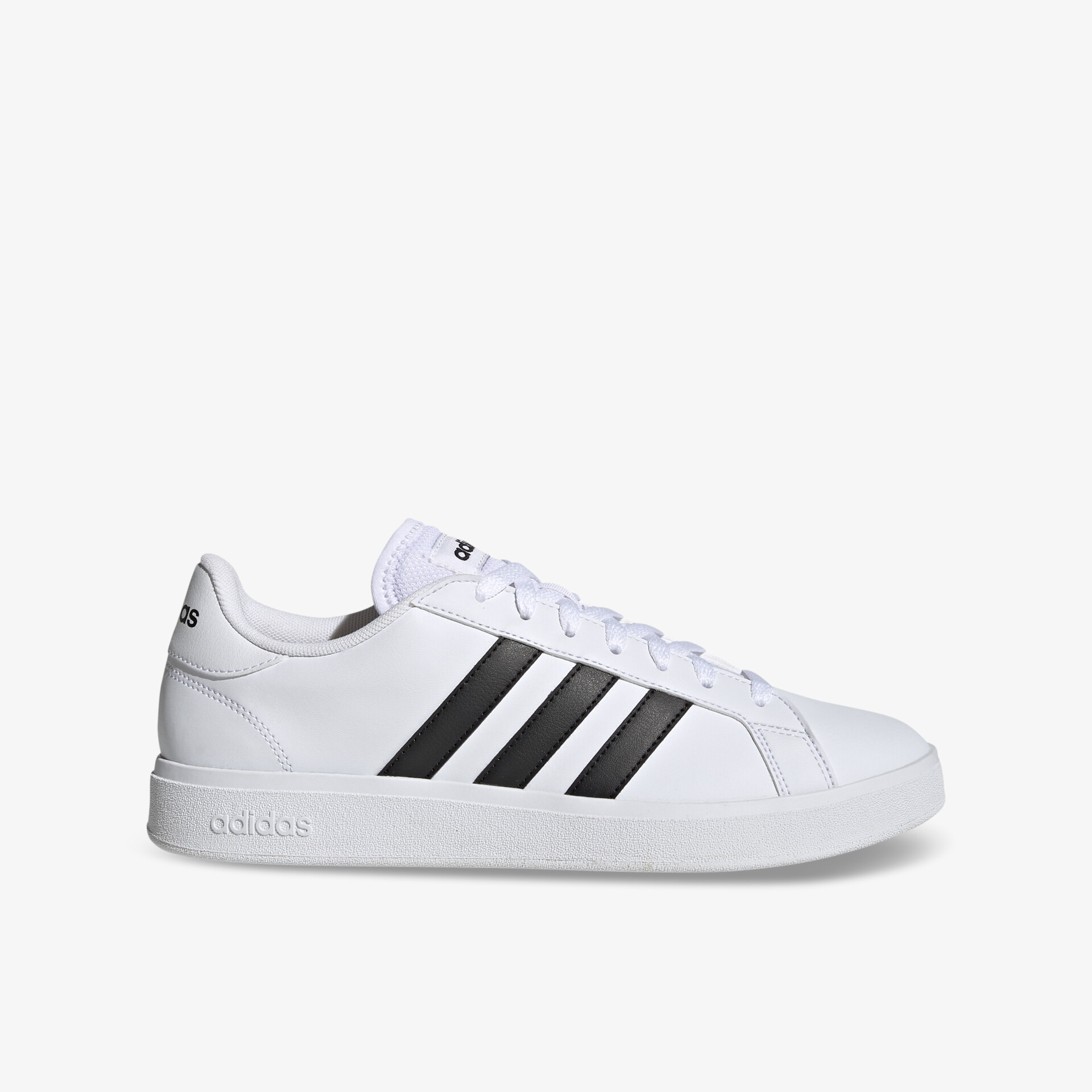 Weißer Adidas Sneaker mit schwarzen Streifen. Komfortabler Sitz und zeitloses Design für vielseitigen Stil.