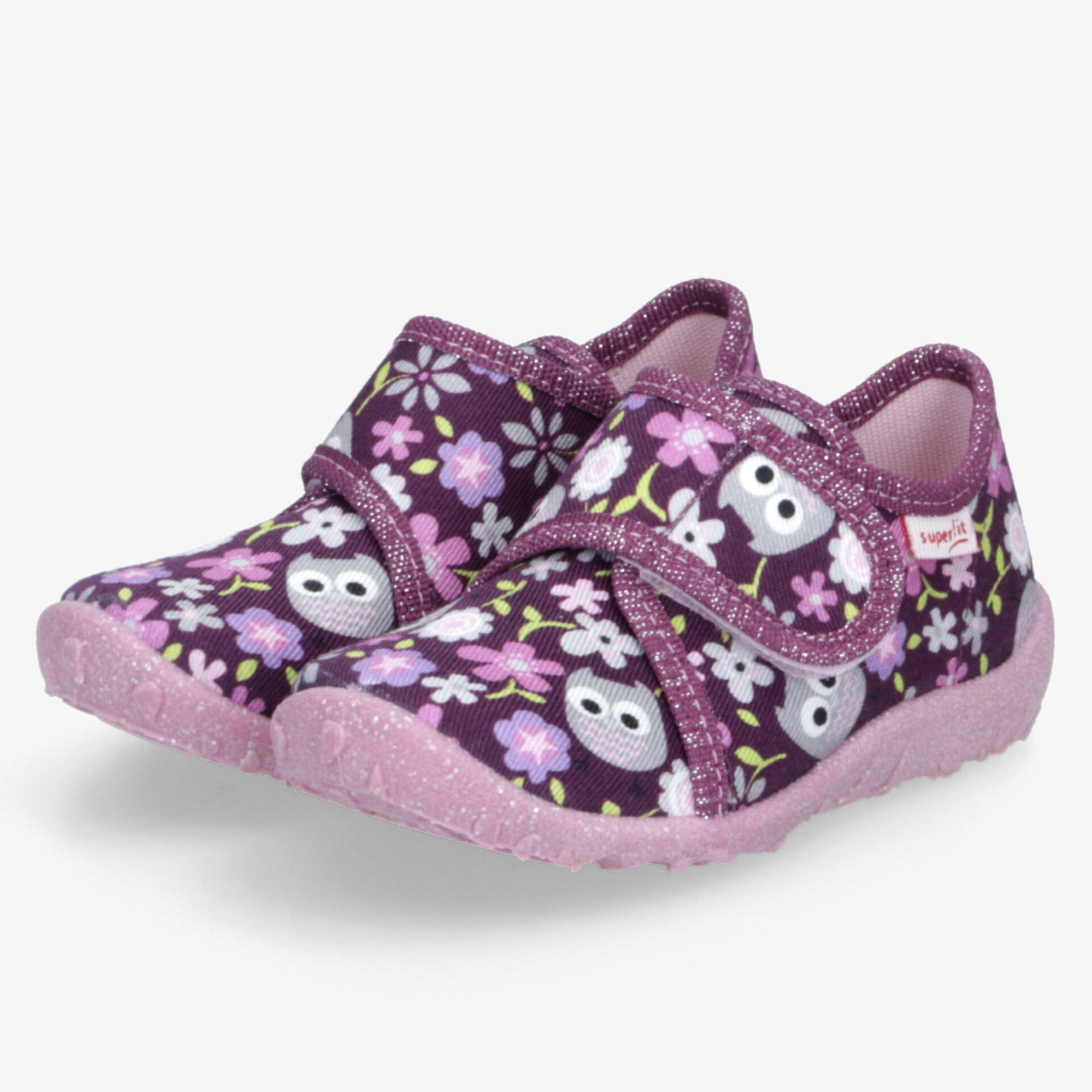 Kinder Hausschuhe mit weichem Material und rutschfester Sohle, verstellbarer Klettverschluss und niedlichem Eulenmuster