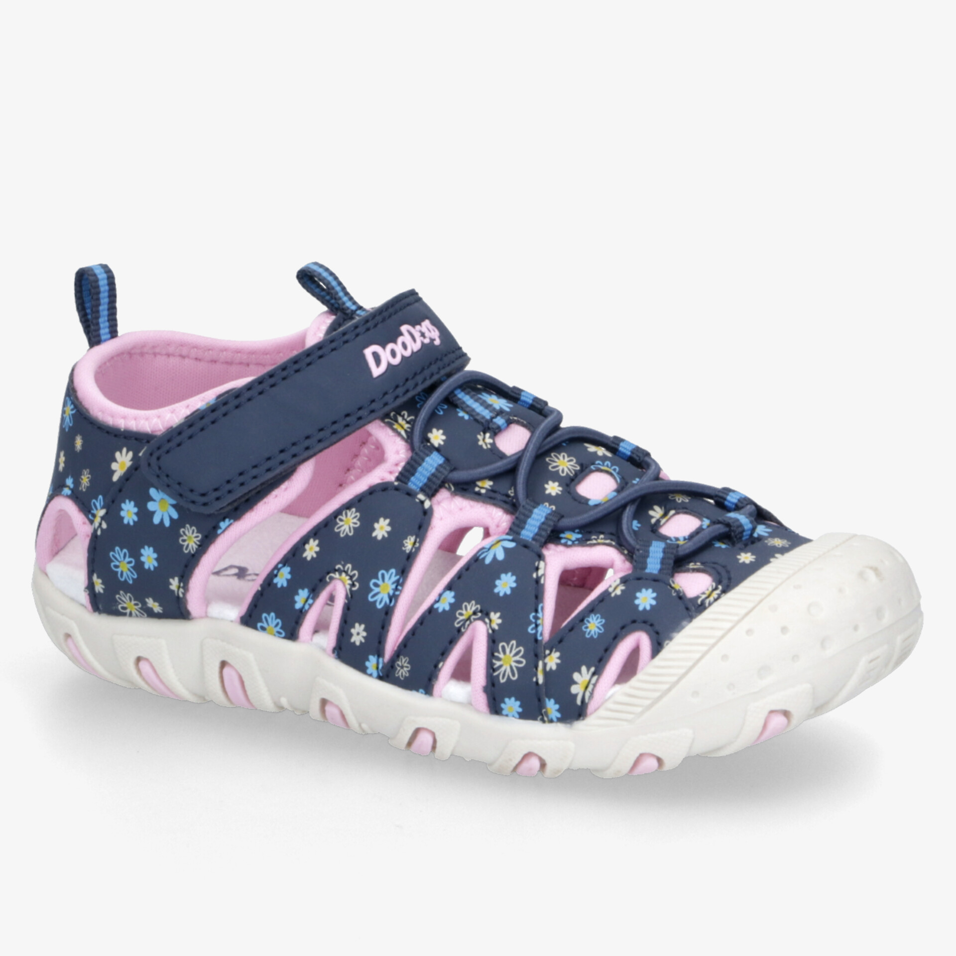 Leichte atmungsaktive Kindersandale mit flexiblem Sohlenprofil und praktischem Klettverschluss für sicheren Halt