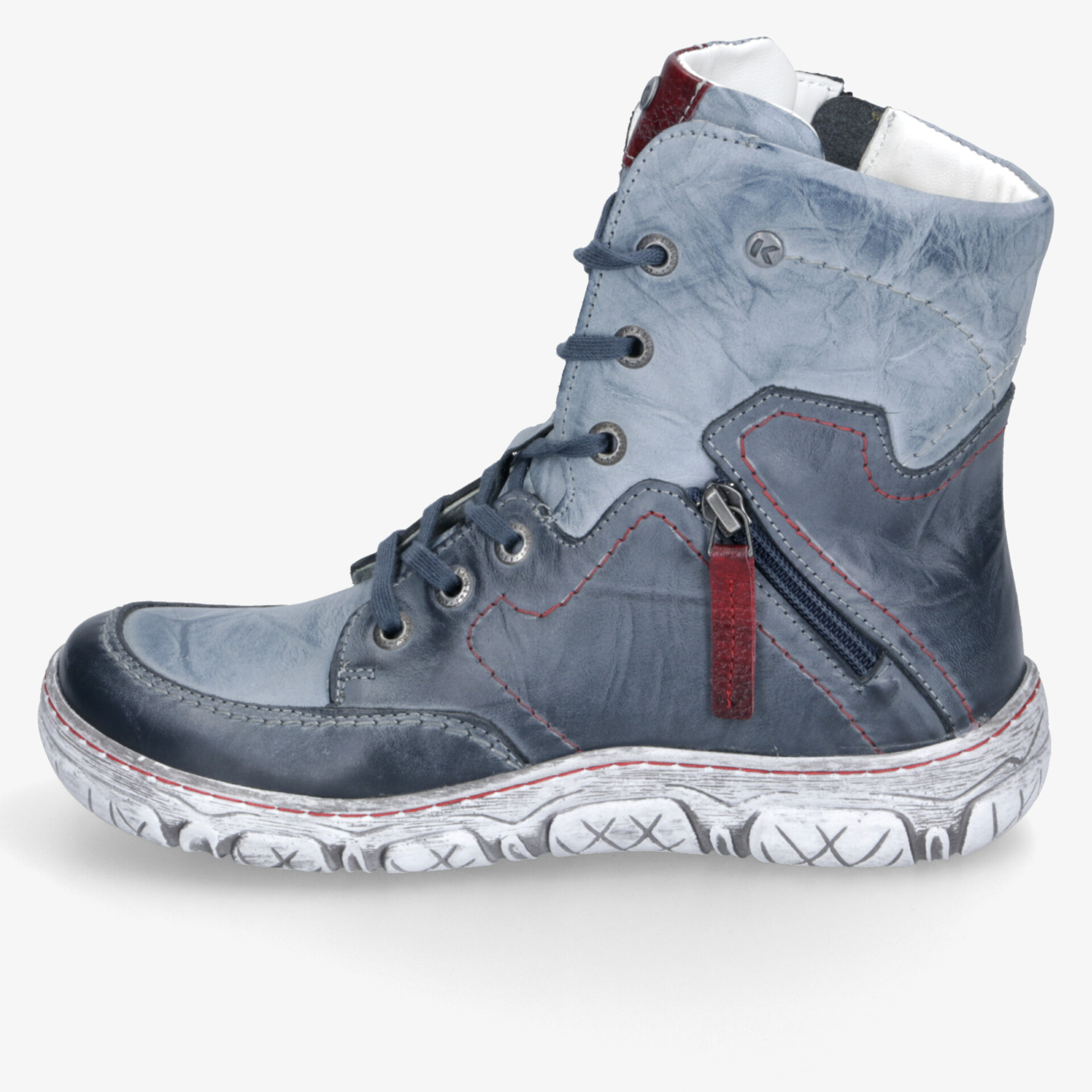 Robuster blauer Winterboot mit hohem Schaft, bequemem Innenfutter und praktischem Reißverschluss