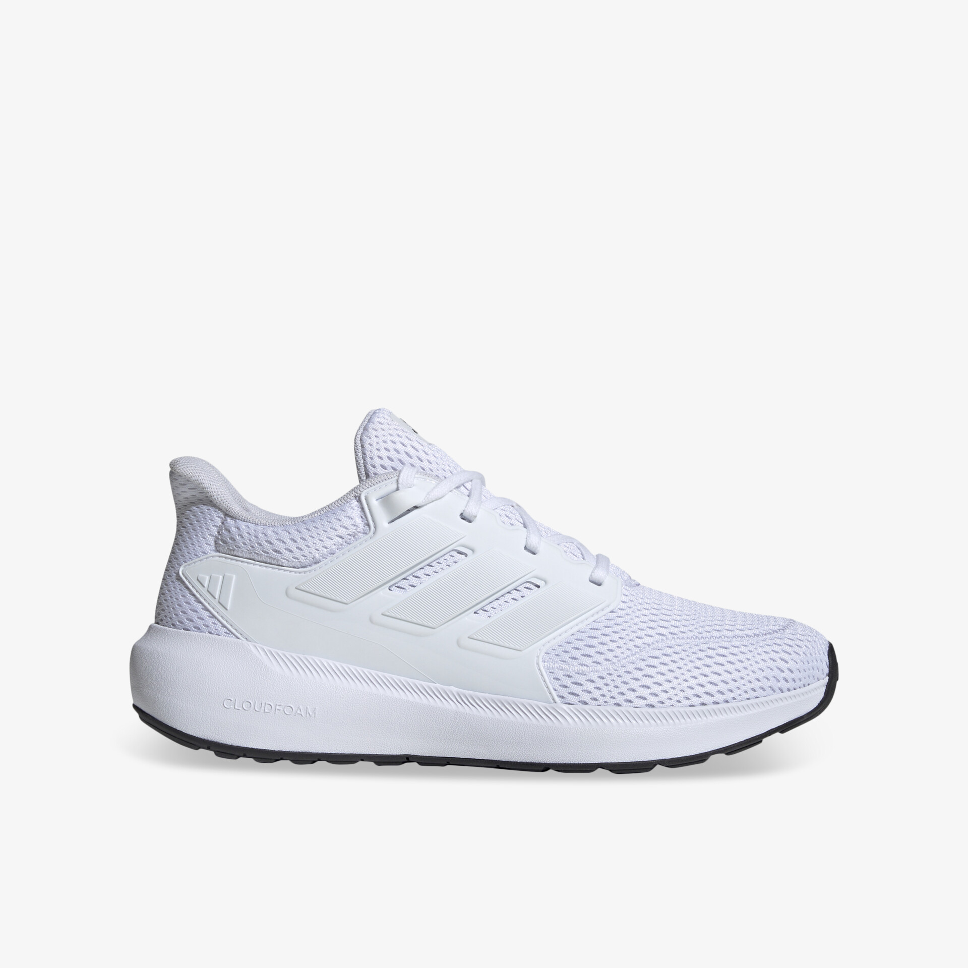 Weißer, leichter Laufschuh mit atmungsaktivem Obermaterial und flexibler Sohle für hohen Tragekomfort