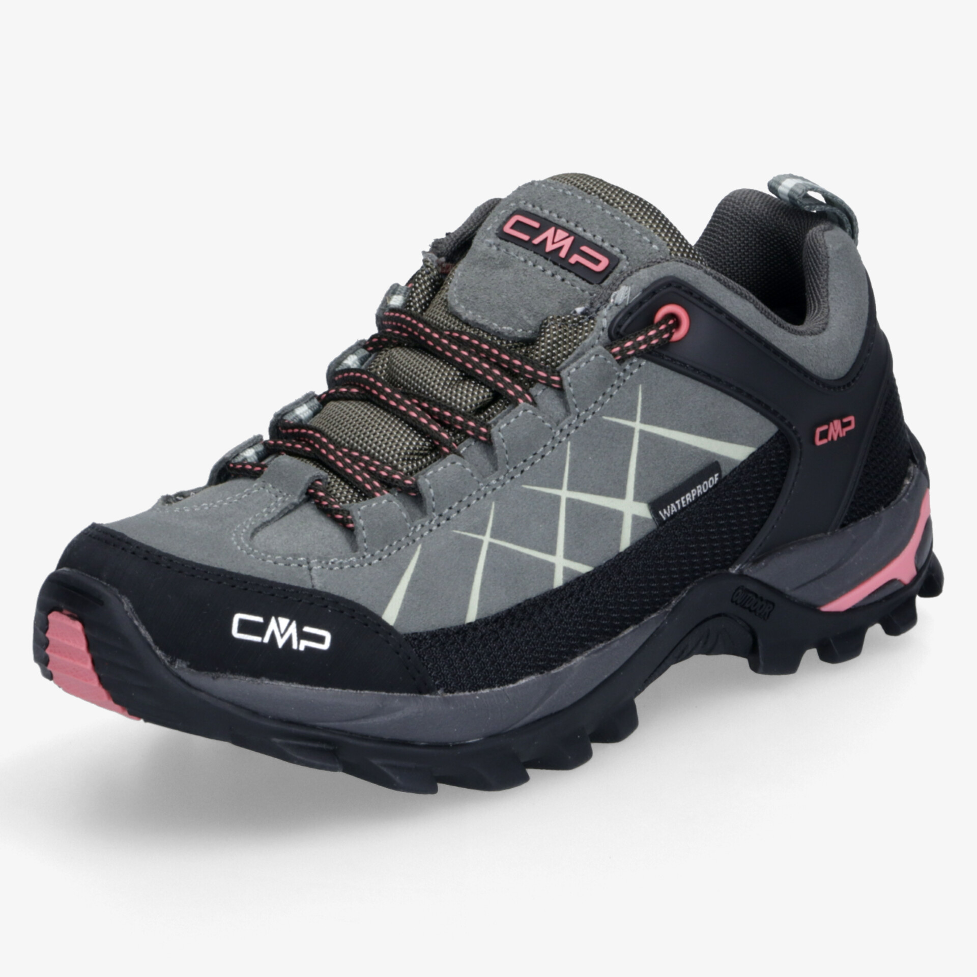Graue Outdoor-Trekkingschuhe von CMP mit rutschfester Sohle und robustem Design, ideal für vielseitige Aktivitäten.