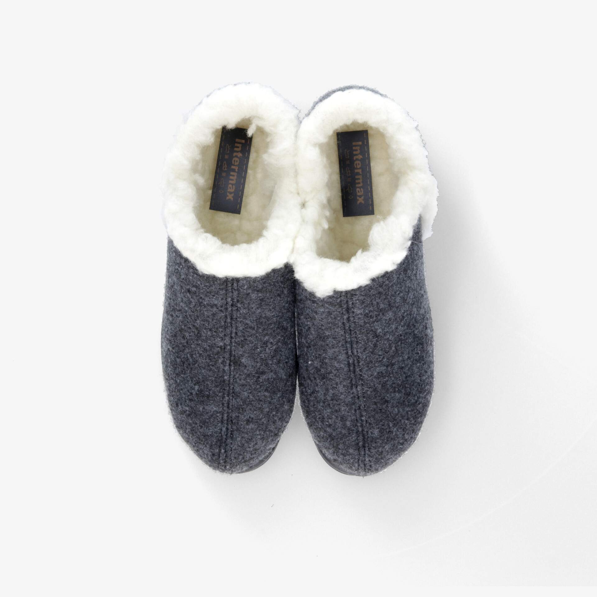 Graue Wollhausschuhe mit weichem Innenfell für angenehmen Tragekomfort und wohlige Wärme
