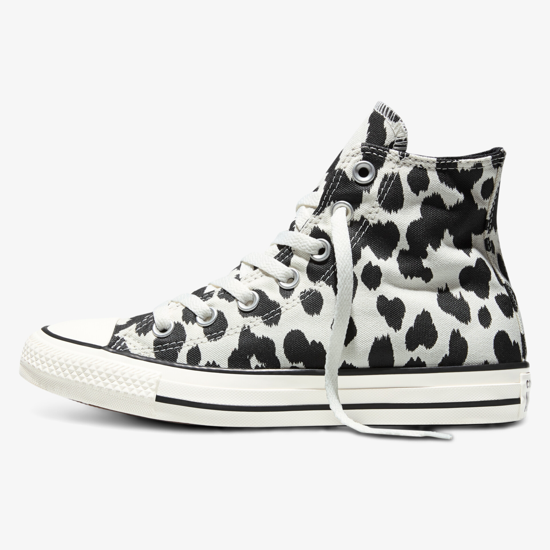 Hoher Schuh mit schwarz-weißem Animal Print, bequeme Schnürung und langlebiger Gummisohle, modisch und stylisch