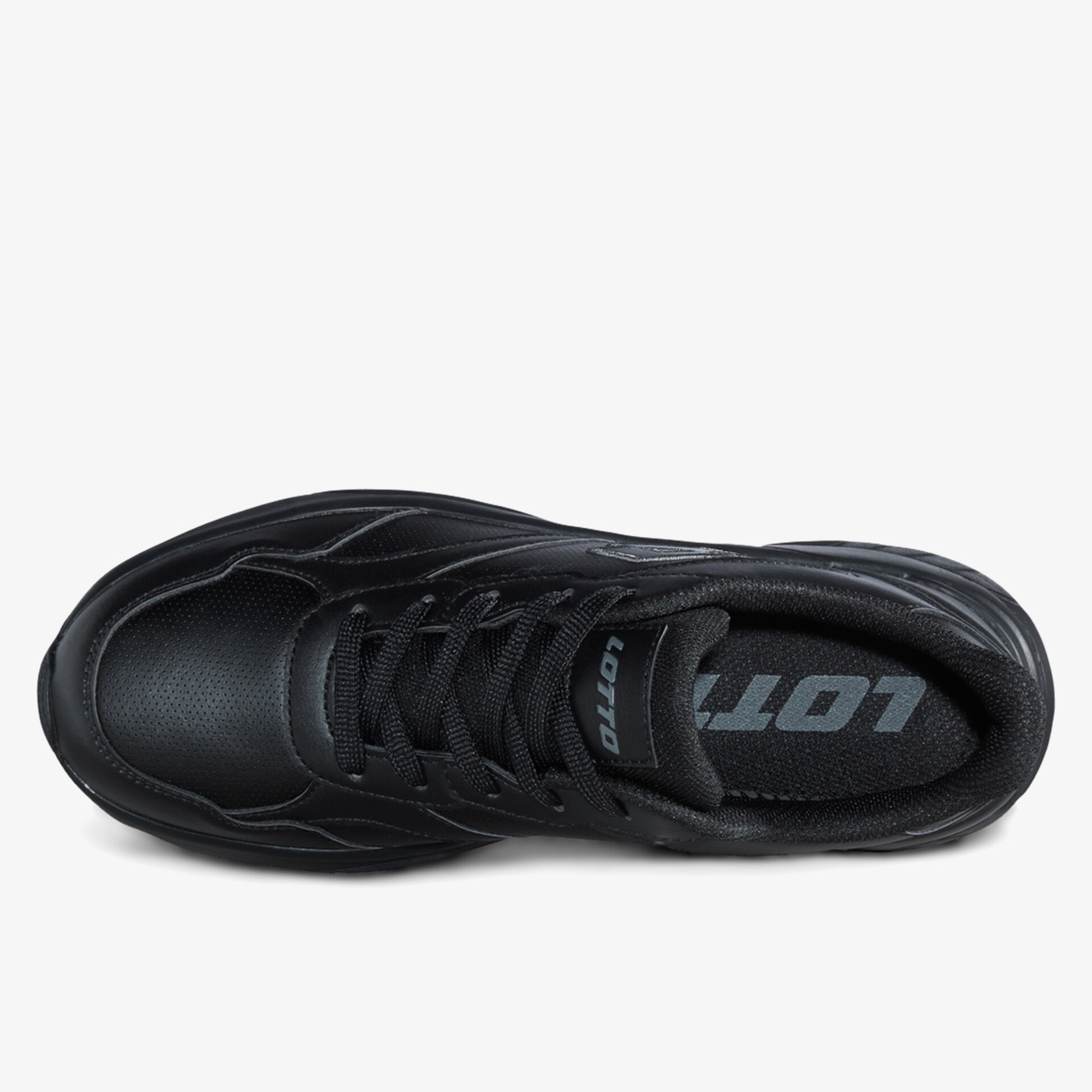 Schwarzer Sneaker mit bequemer Polsterung und sportlichem Design in Draufsicht