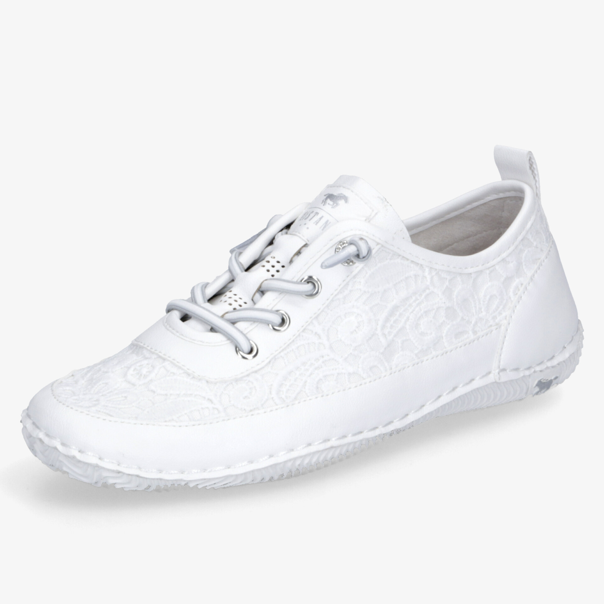 Weißer leichter Freizeitschuh mit flexibler Sohle und schnürbarem, bequemem Design, ideal für Alltag.