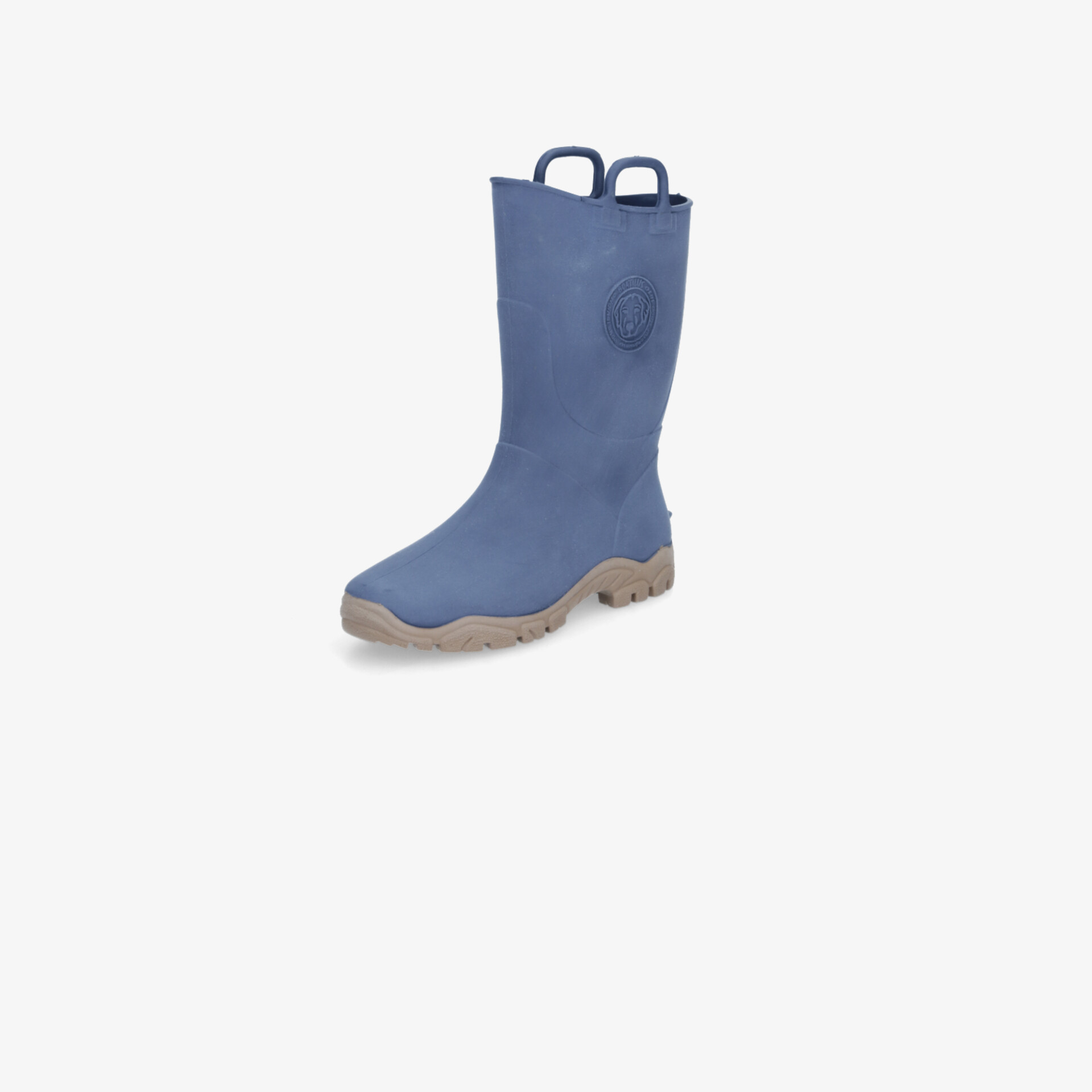 Blauer robuster Gummistiefel mit rutschfester Sohle und praktischen Zugschlaufen für sicheren Halt und Komfort
