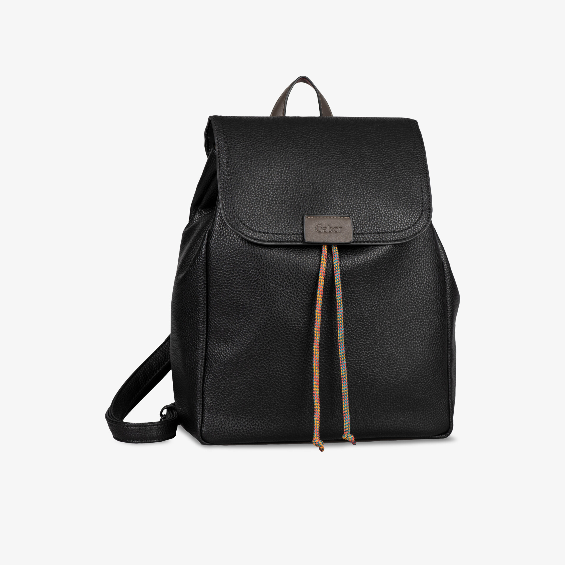 Eleganter schwarzer Rucksack im Lederlook mit praktischer Schnürung und modernem Design.