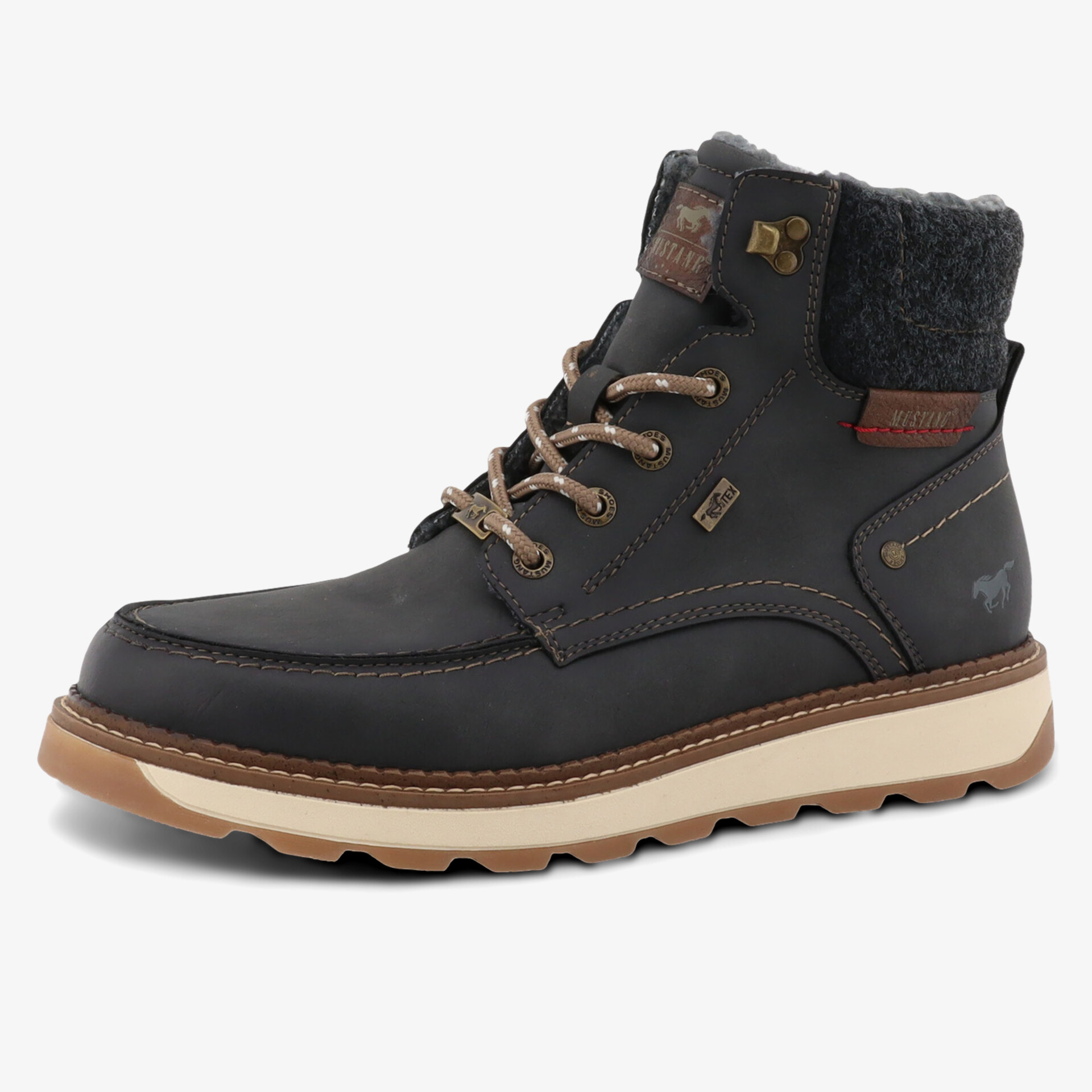 robuster wasserabweisender Schuh mit warmer Polsterung und rutschfester Sohle, komfortable Schnürung