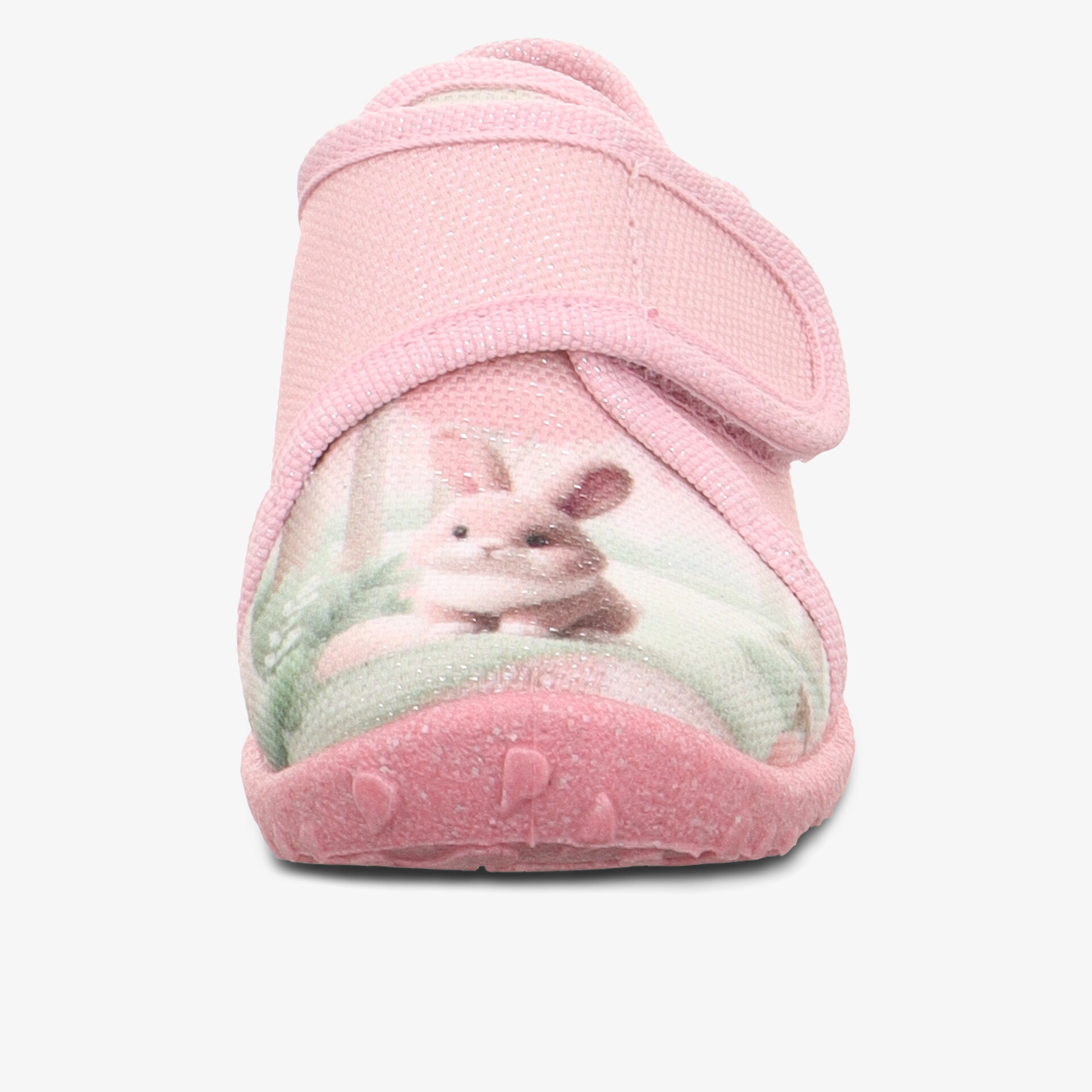 Rosa Babyschuh mit weichem Klettverschluss und niedlichem Hasenmotiv für hohen Komfort und sicheren Halt