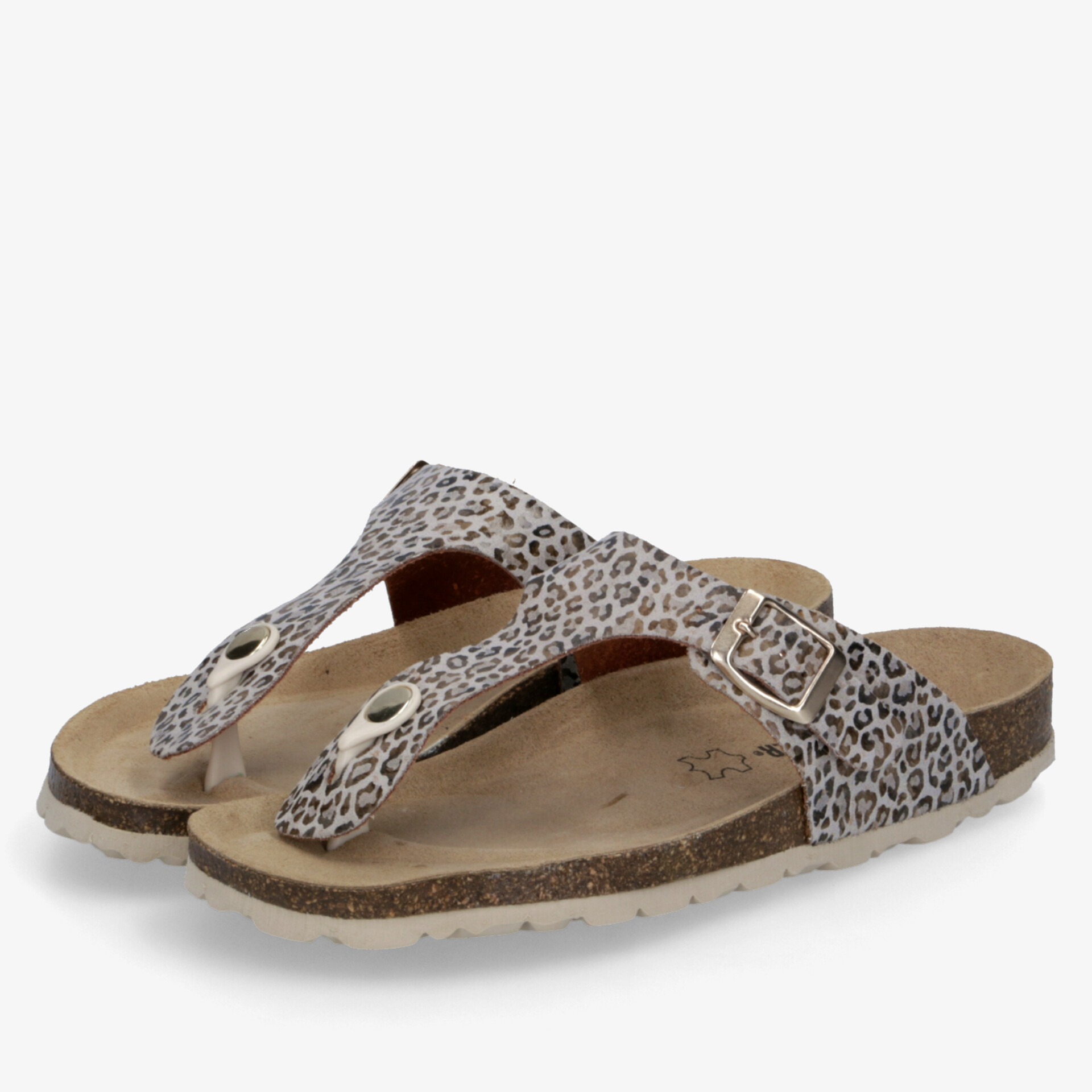 Bequeme Zehentrenner Sandalen mit weichem Fußbett und verstellbarem Riemen im modischen Leopardenmuster