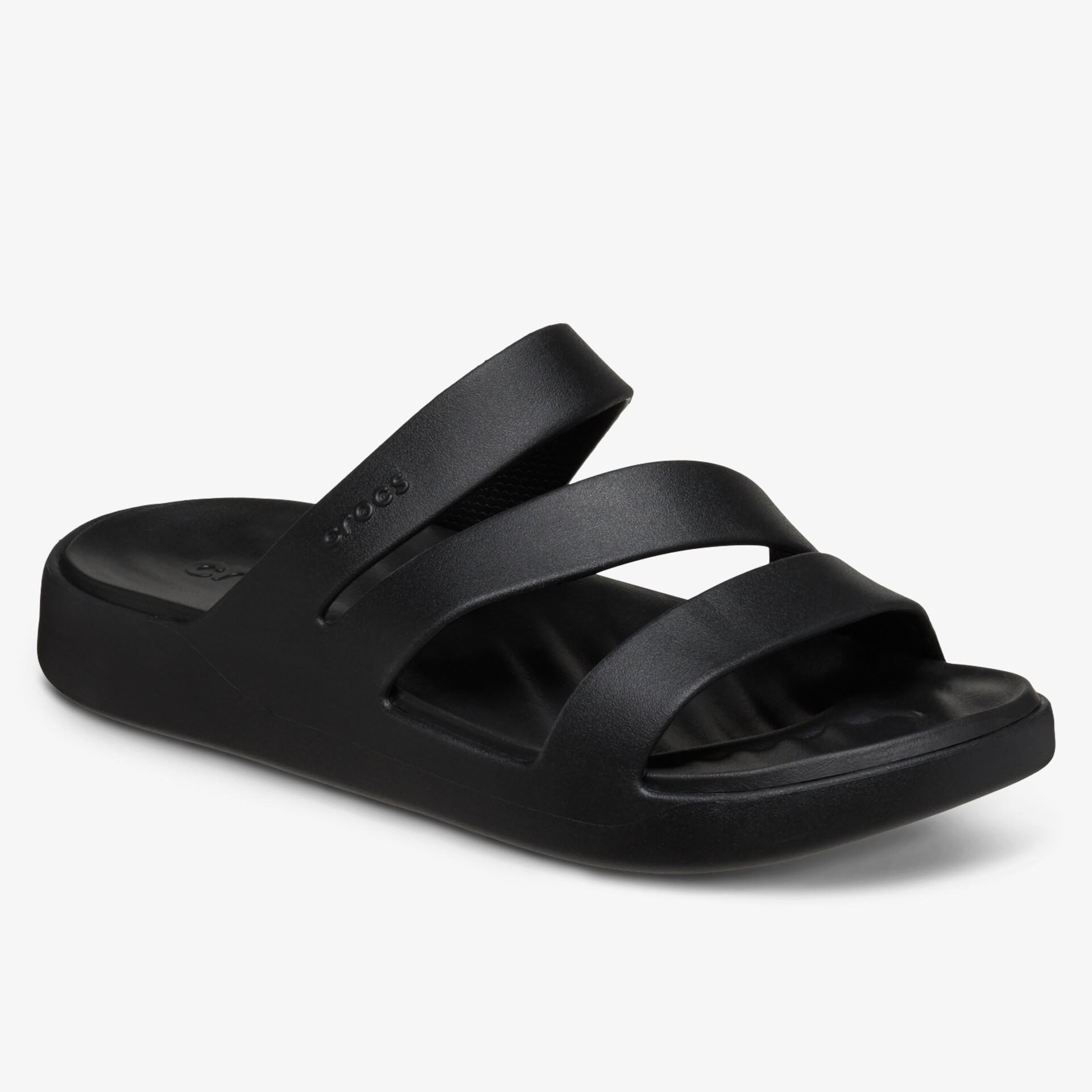 Schwarze Sandale mit drei Riemen für hohen Komfort und Stil