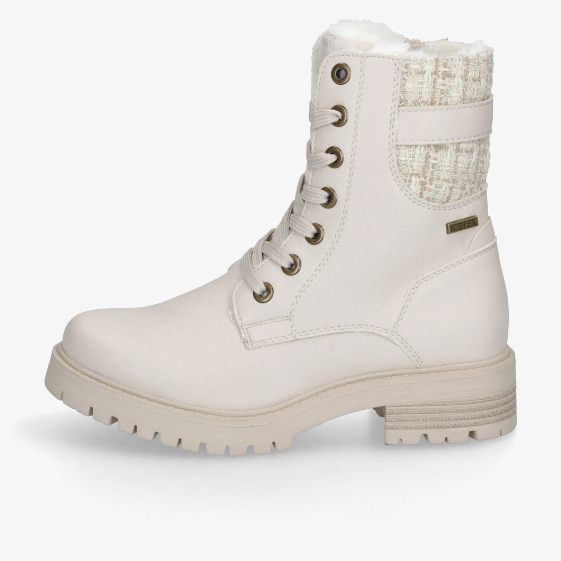 Hochwertiger Winterstiefel in elegantem Weiß mit robuster Schnürung und komfortablem Innenfutter.