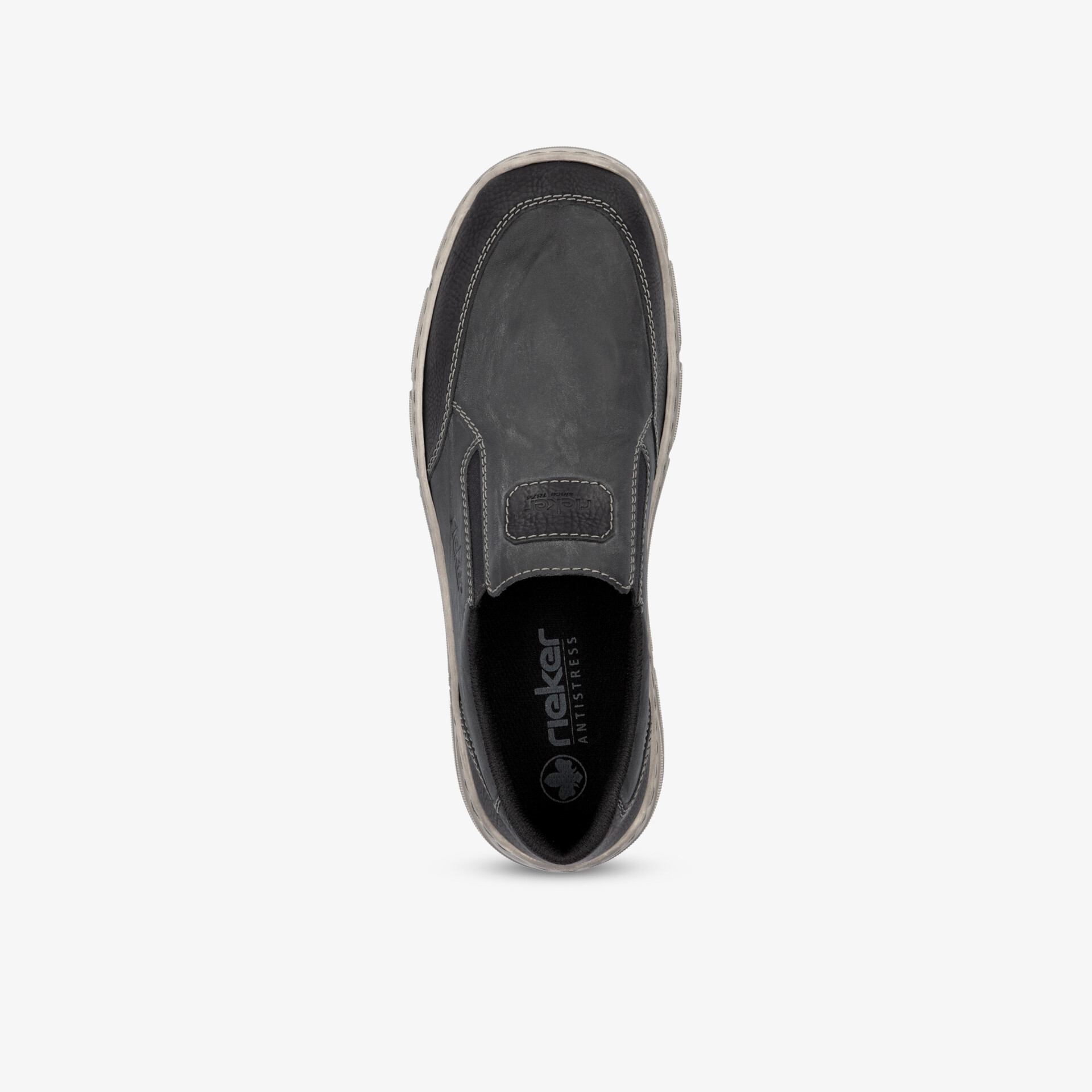 Schwarzer Slip-On Schuh aus robustem Material mit rutschfester Sohle und bequemer Passform