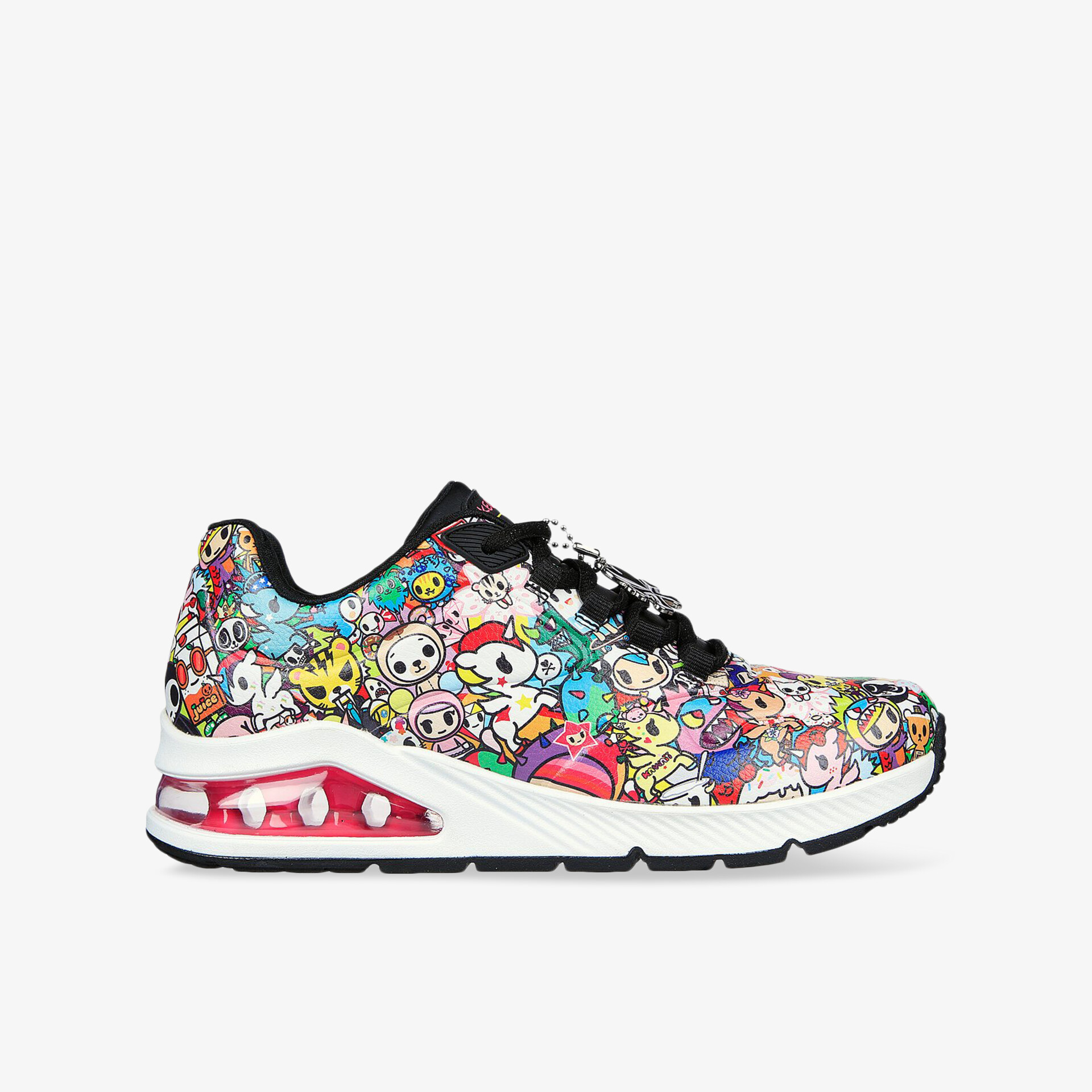 Bunter Sneaker mit gepolsterter Sohle und atmungsaktivem Material, leichter und komfortabler Sportschuh, klare Seitenansicht