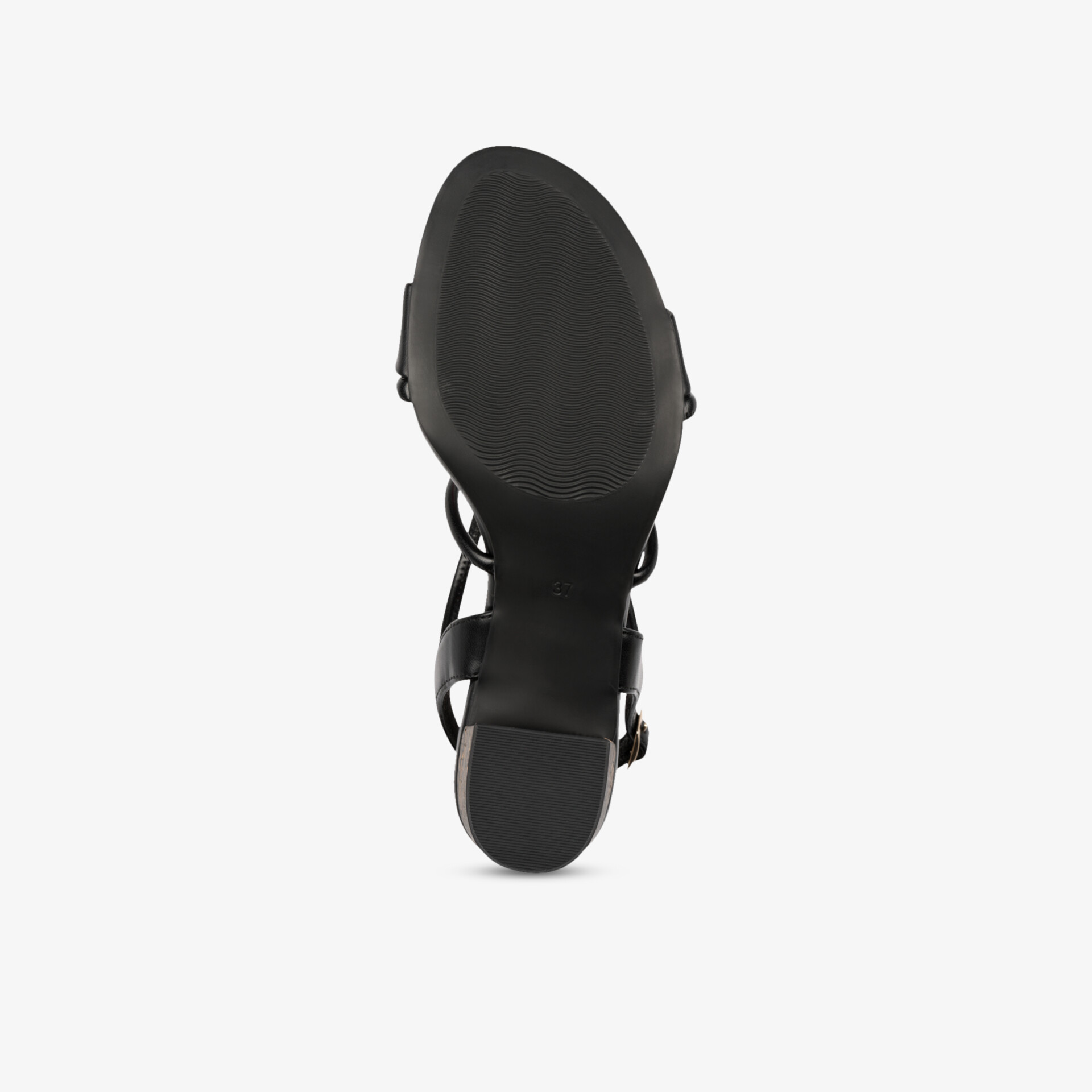 Schwarze elegante Sandalen mit mittelhohem Absatz und verstellbarem Riemen für komfortablen Halt