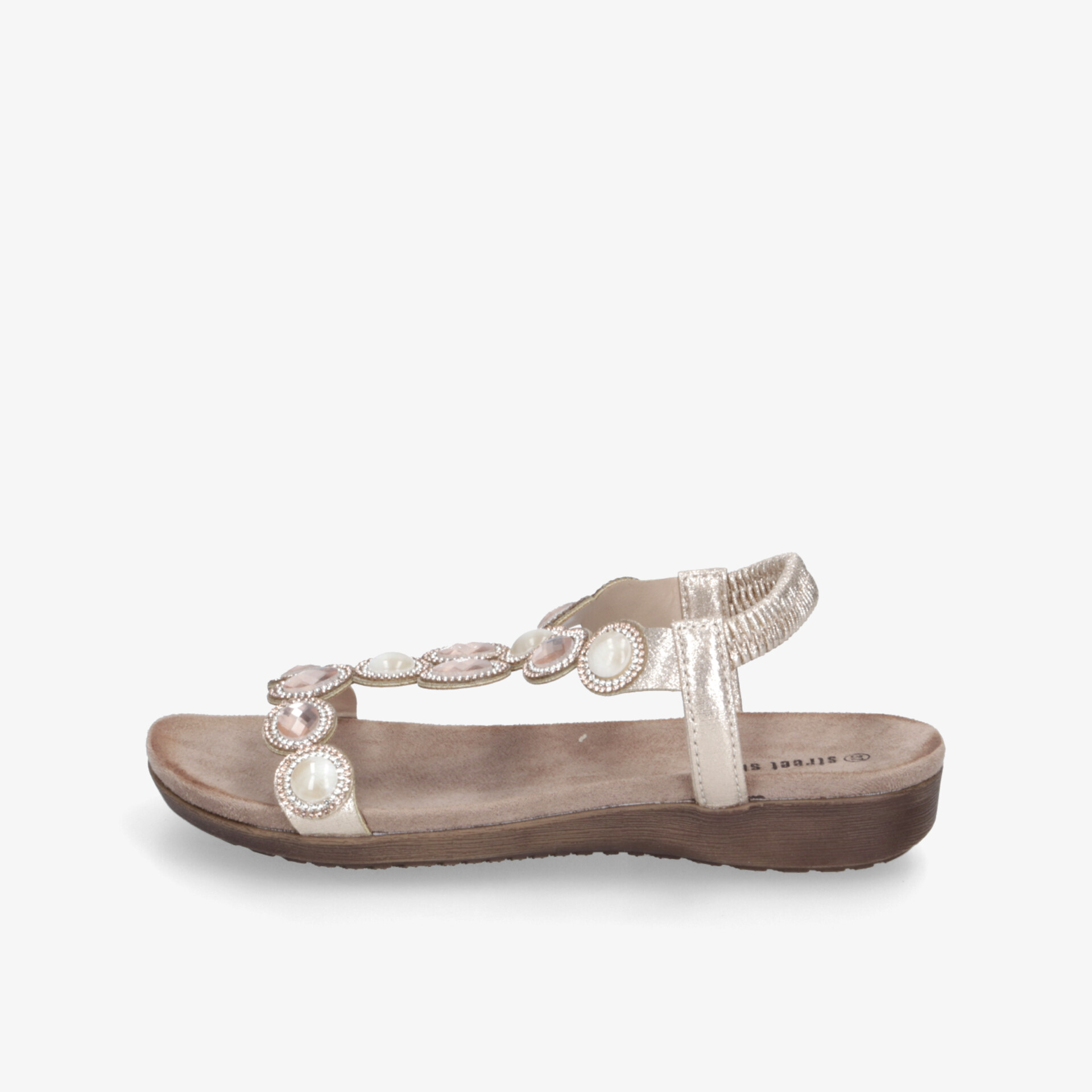 Bequeme beige Sandale mit verstellbarem Riemen und weicher, leichter Sohle für optimalen Tragekomfort