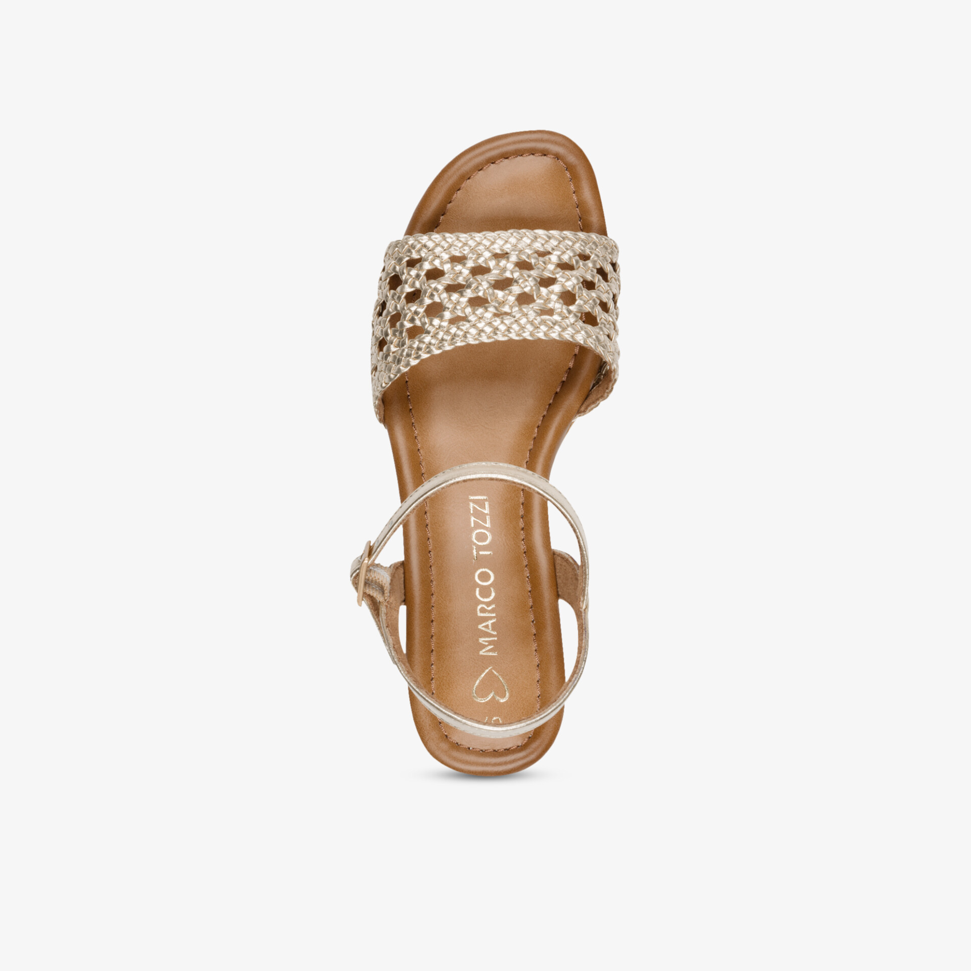 Beige offene Sandale mit Perlendetail und leichter Riemenführung, ideal für eleganten, bequemen Sommer-Look
