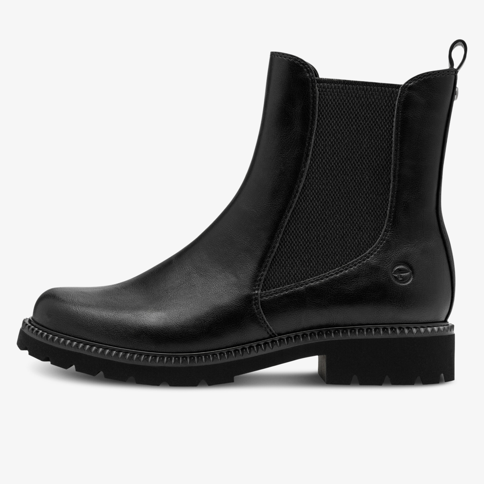 Robuster schwarzer Chelsea-Boot mit elastischen Seiteneinsätzen und rutschfester Profilsohle