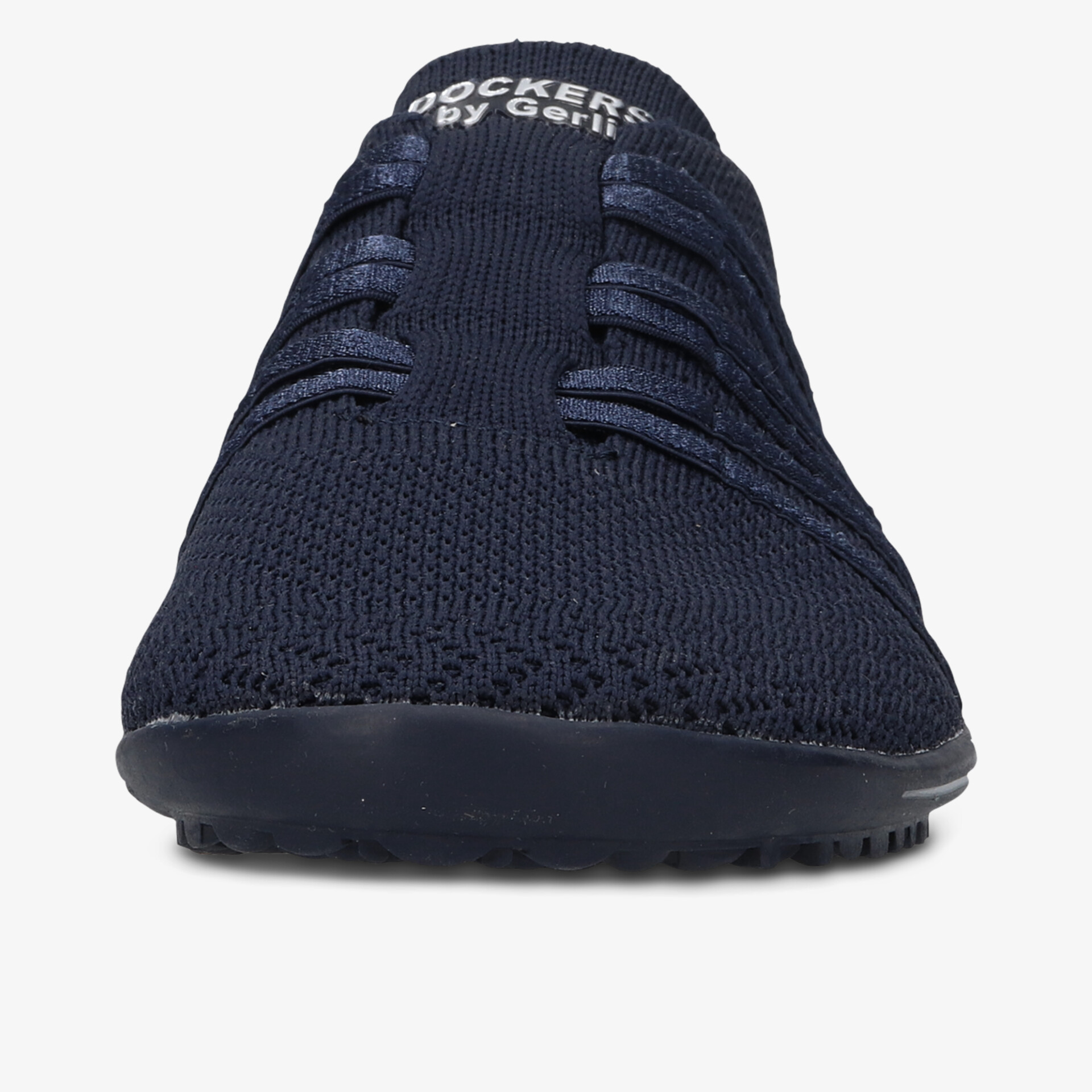 Leichter Schuh mit atmungsaktivem Strickmaterial und flexibler Passform, perfekte Frontansicht