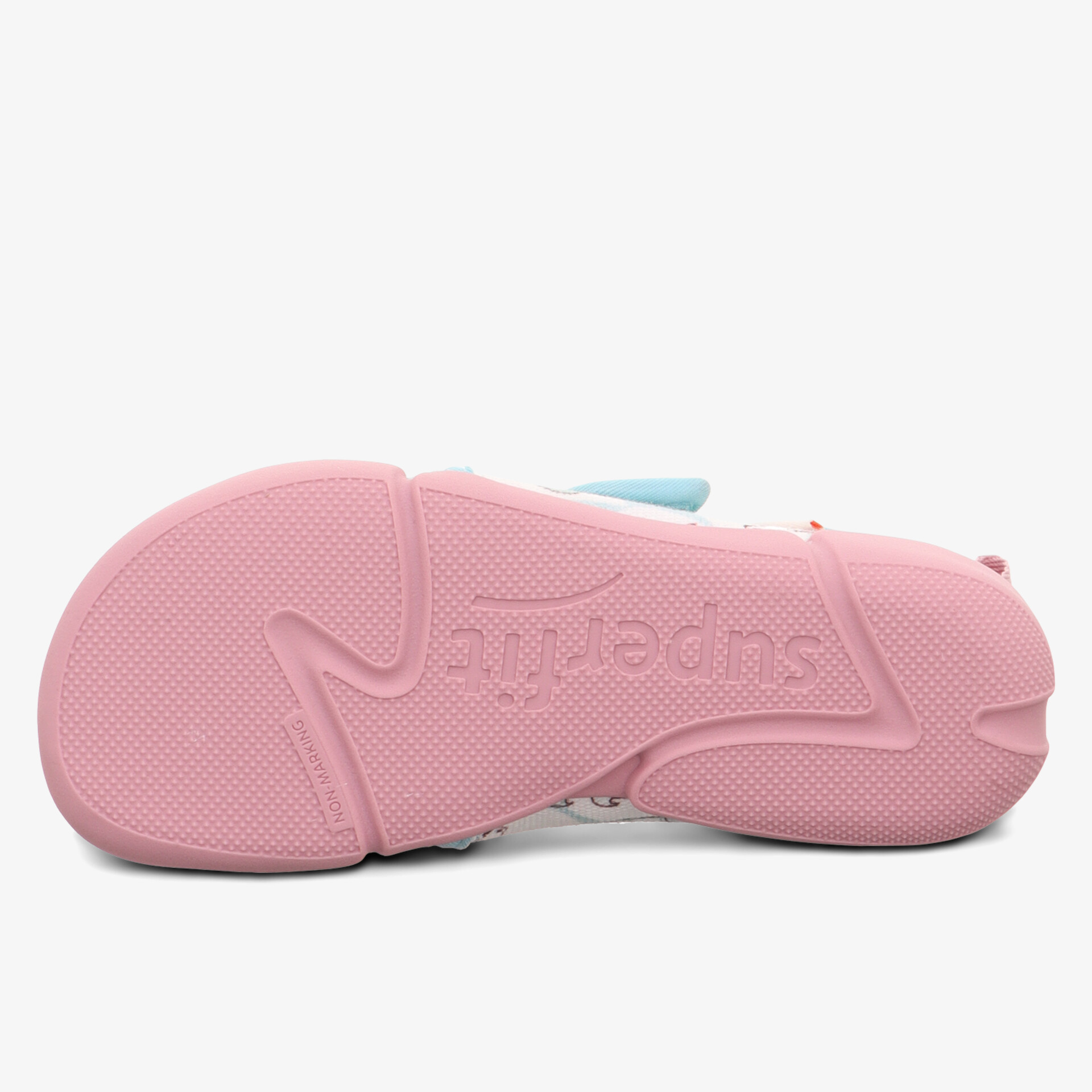 Robuste rosa Sohle mit rutschfestem Profil und flexiblem, komfortablem Material für optimalen Halt