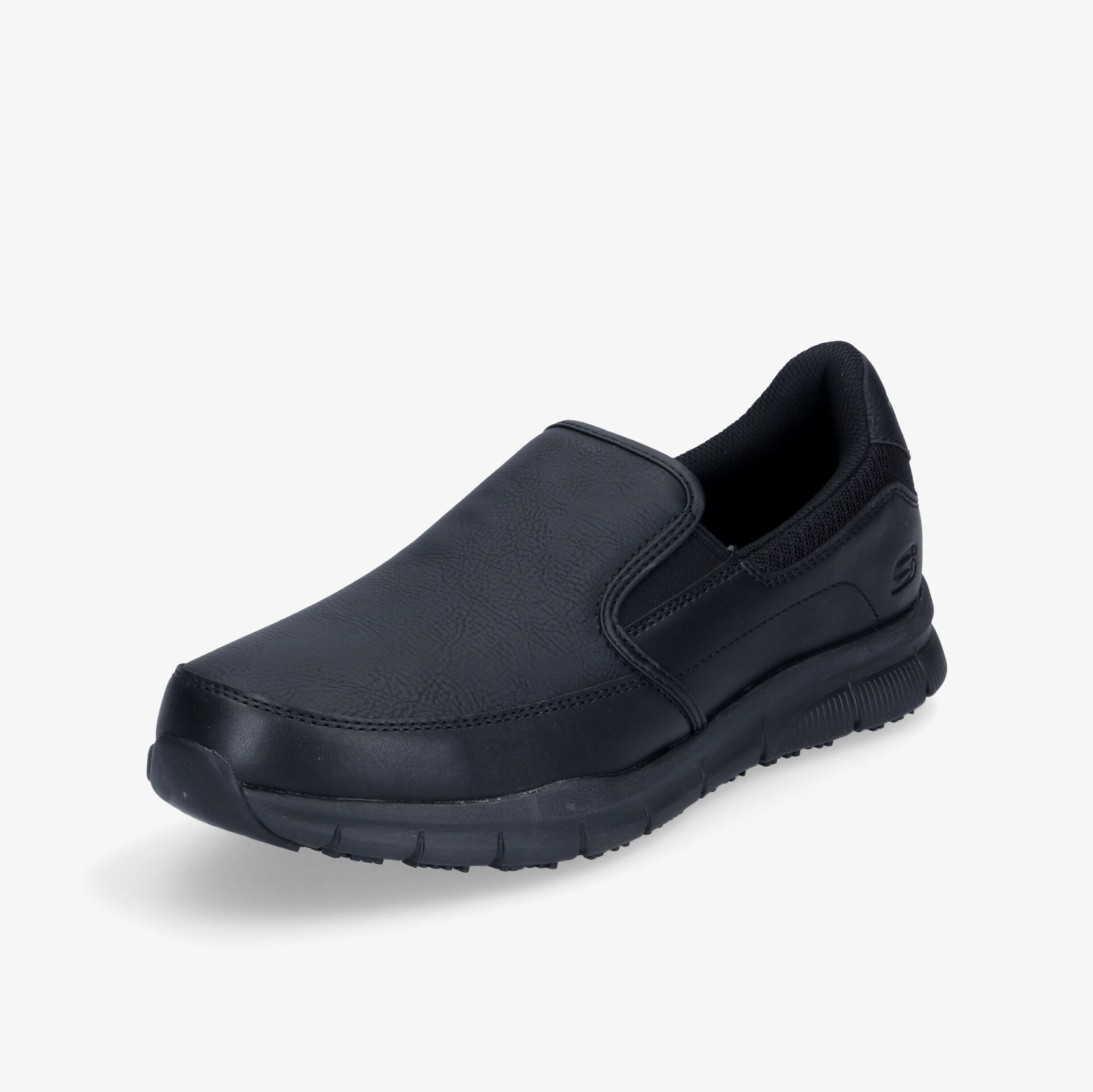 Bequemer schwarzer Slipper mit rutschfester Sohle und schlichtem Design für vielseitigen Einsatz