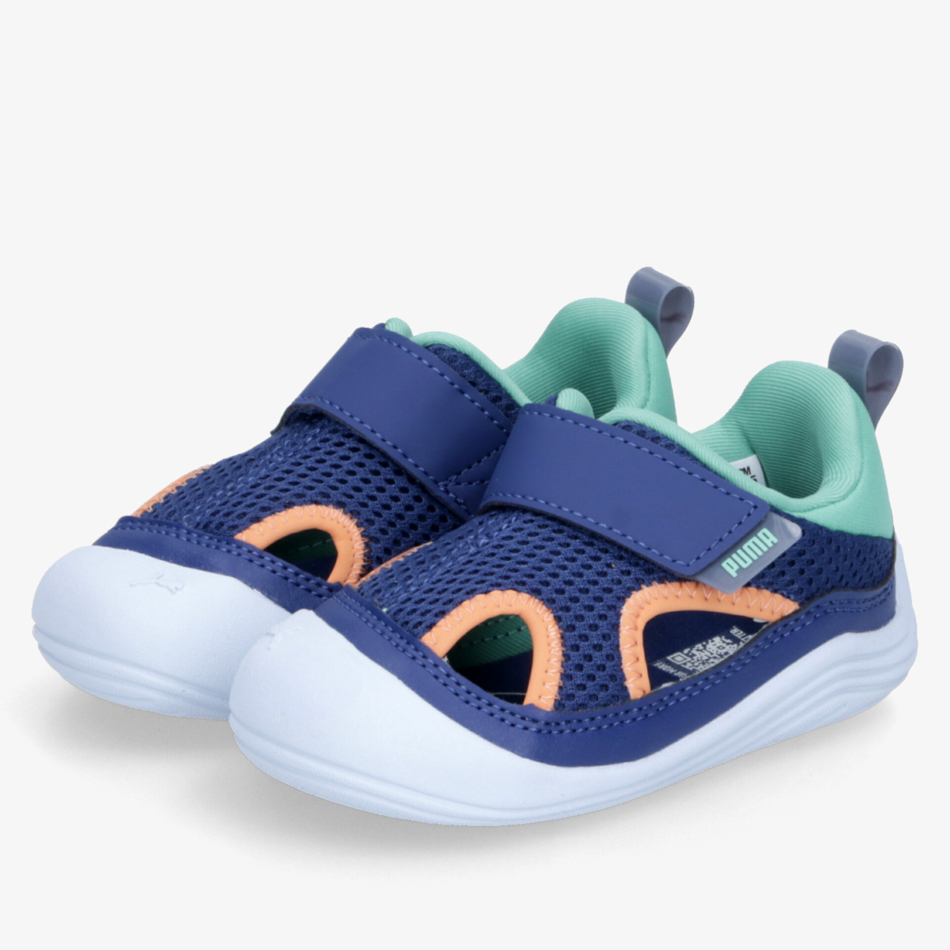 Leichte und atmungsaktive Freizeitschuhe mit flexiblem Klettverschluss und rutschfester Sohle in Blau und Türkis