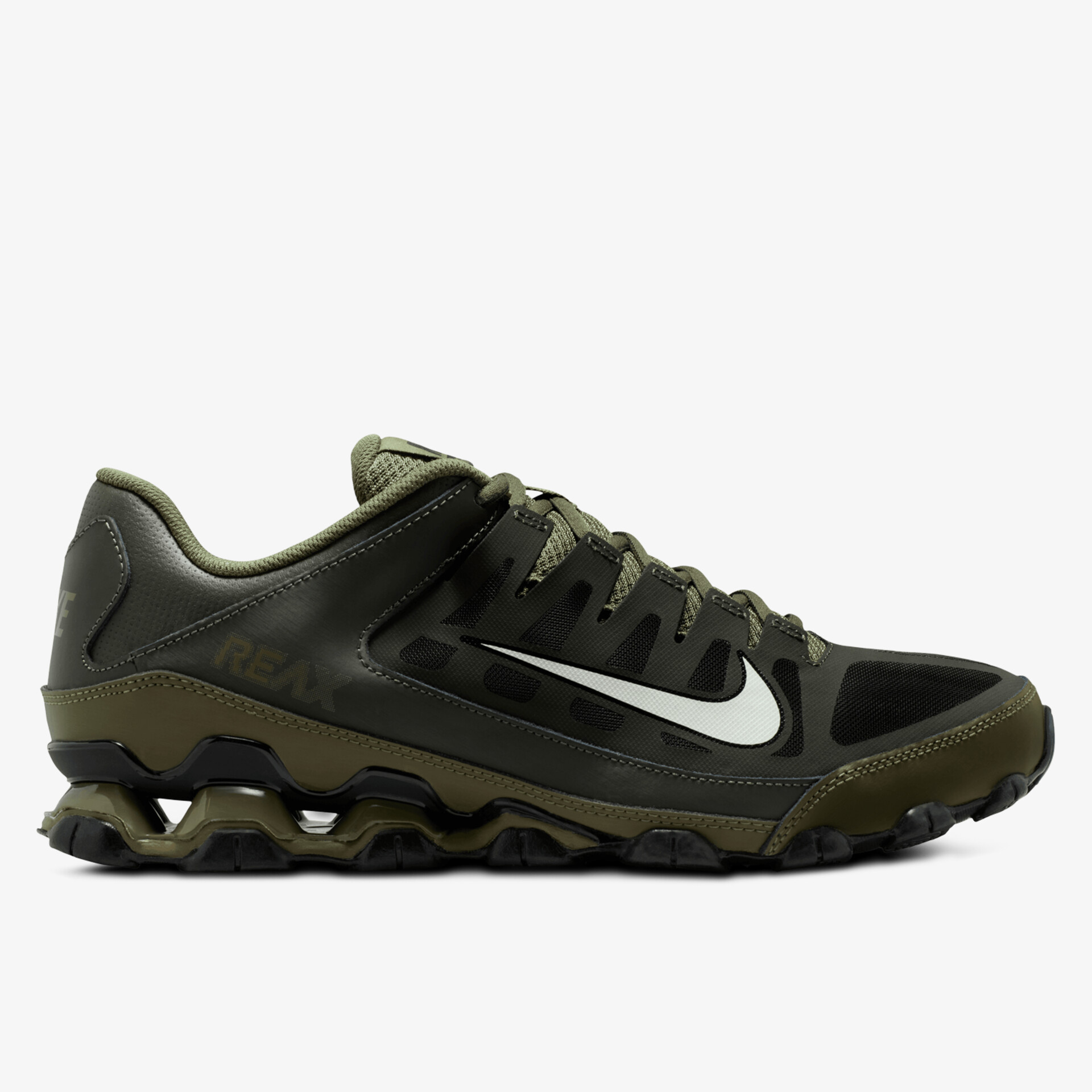 Robuster Sportschuh mit griffiger Sohle in dunklem Grün für optimalen Komfort und Langlebigkeit.