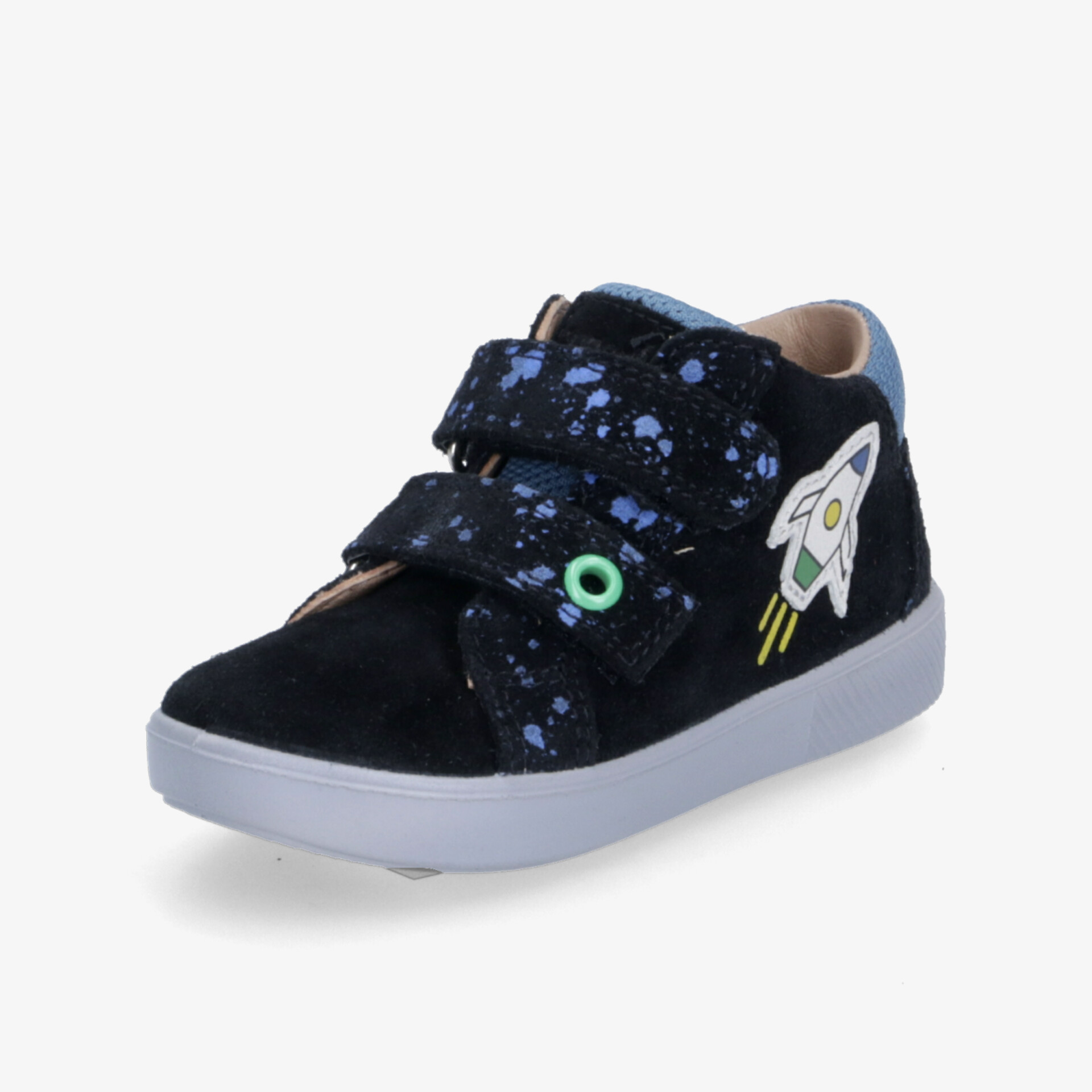 Bequemer Kinder-Sneaker mit Weltraummotiv, Velcro-Verschluss, rutschfester Sohle und weichem Innenfutter in Schwarz-Blau