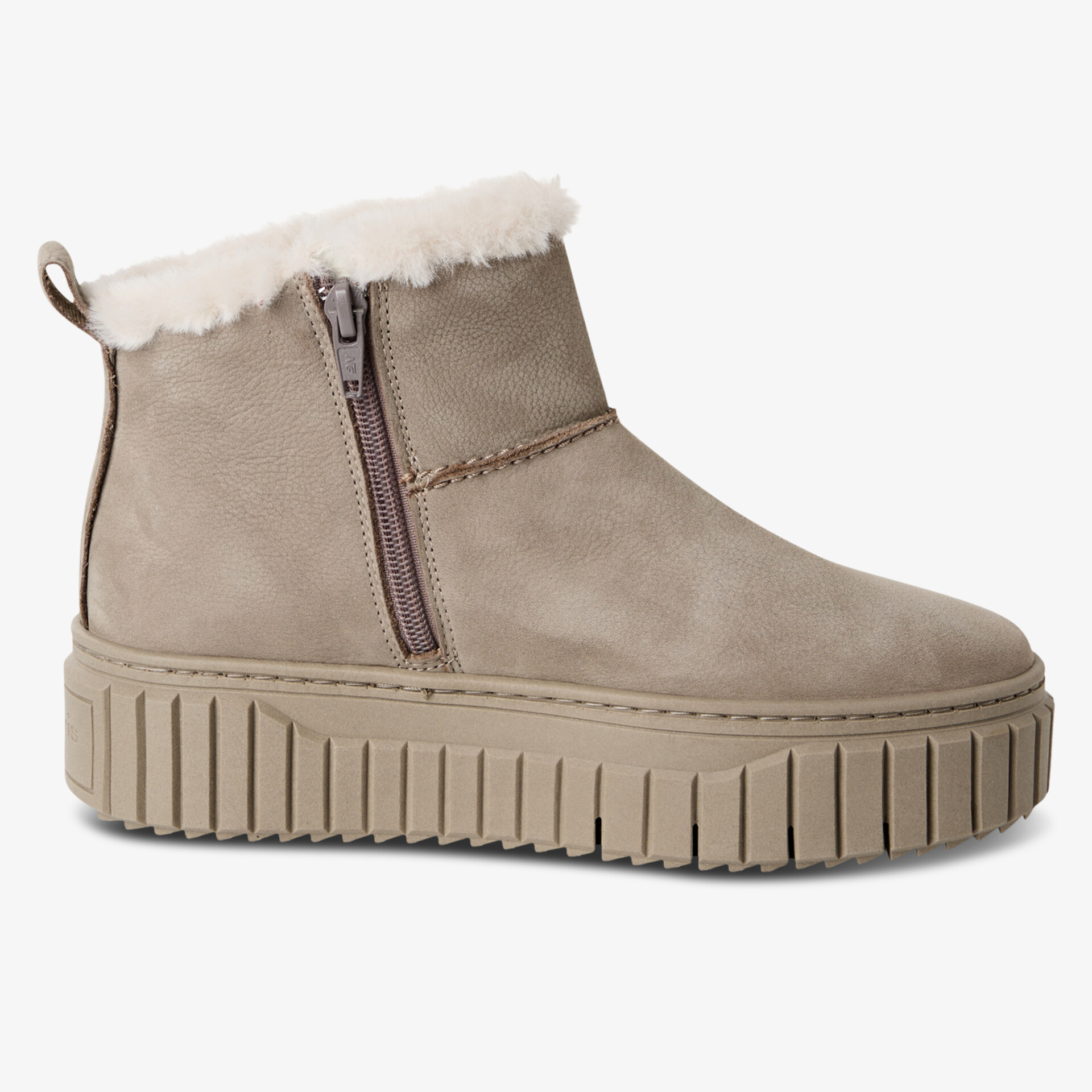 Bequemer gefütterter Schuh mit robustem Reißverschluss und dicker Plateau-Sohle für warme Tage