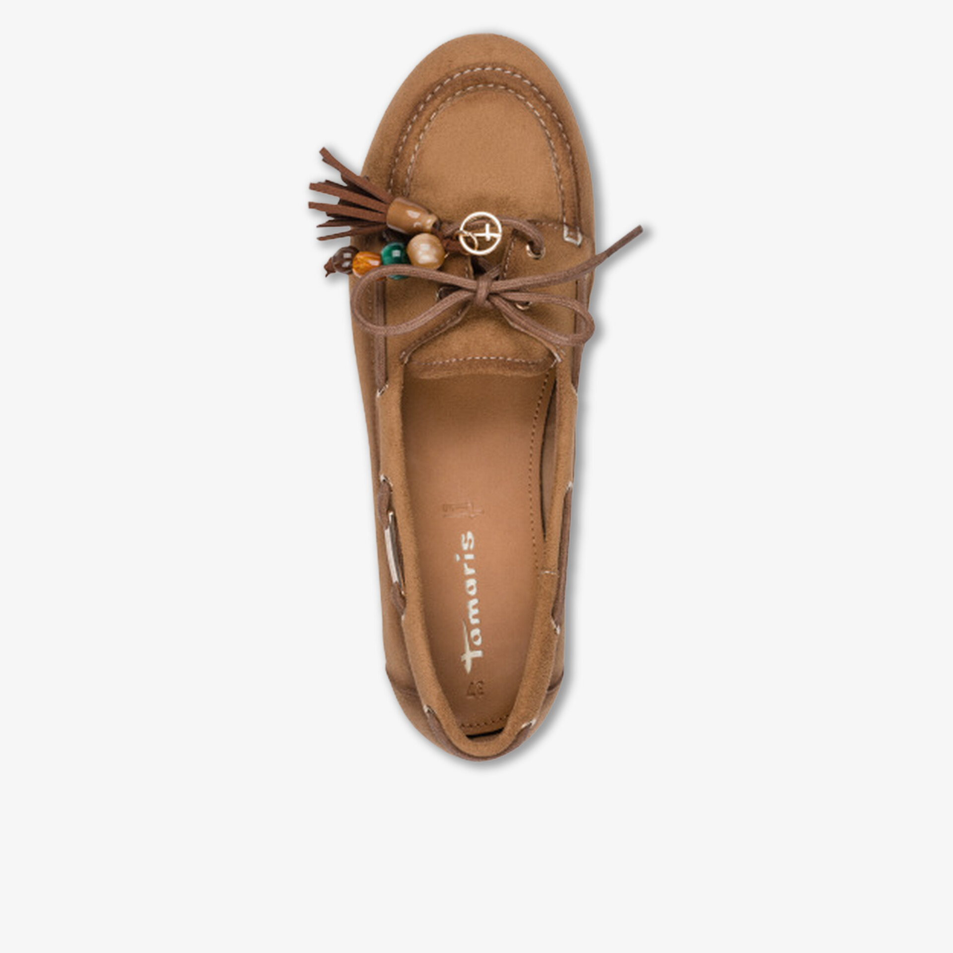Elegante Mokassin aus Leder mit Quasten und dekorativen Details, ideal für stilvollen Komfort.