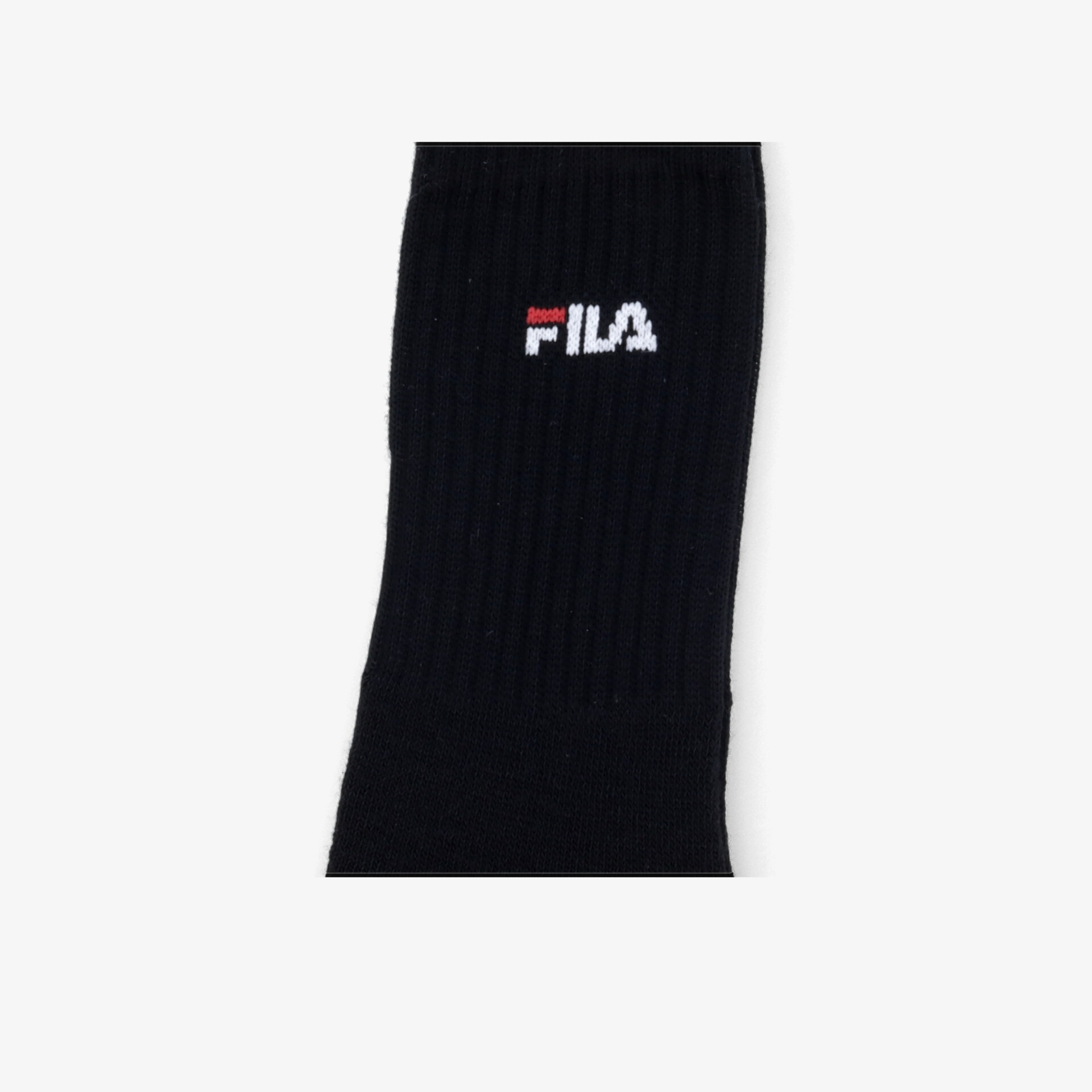 Schwarze Socke mit markantem FILA Logo, elastisch und bequem für optimalen Tragekomfort