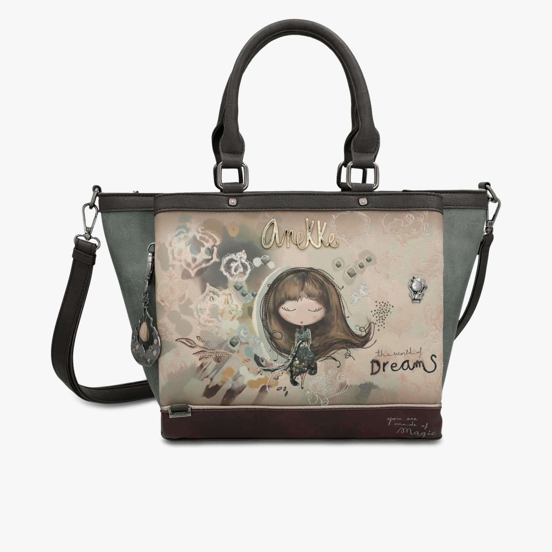 Elegante Handtasche mit kreativem Motiv, robustem Material und praktischen Tragegriffen für vielseitigen Einsatz