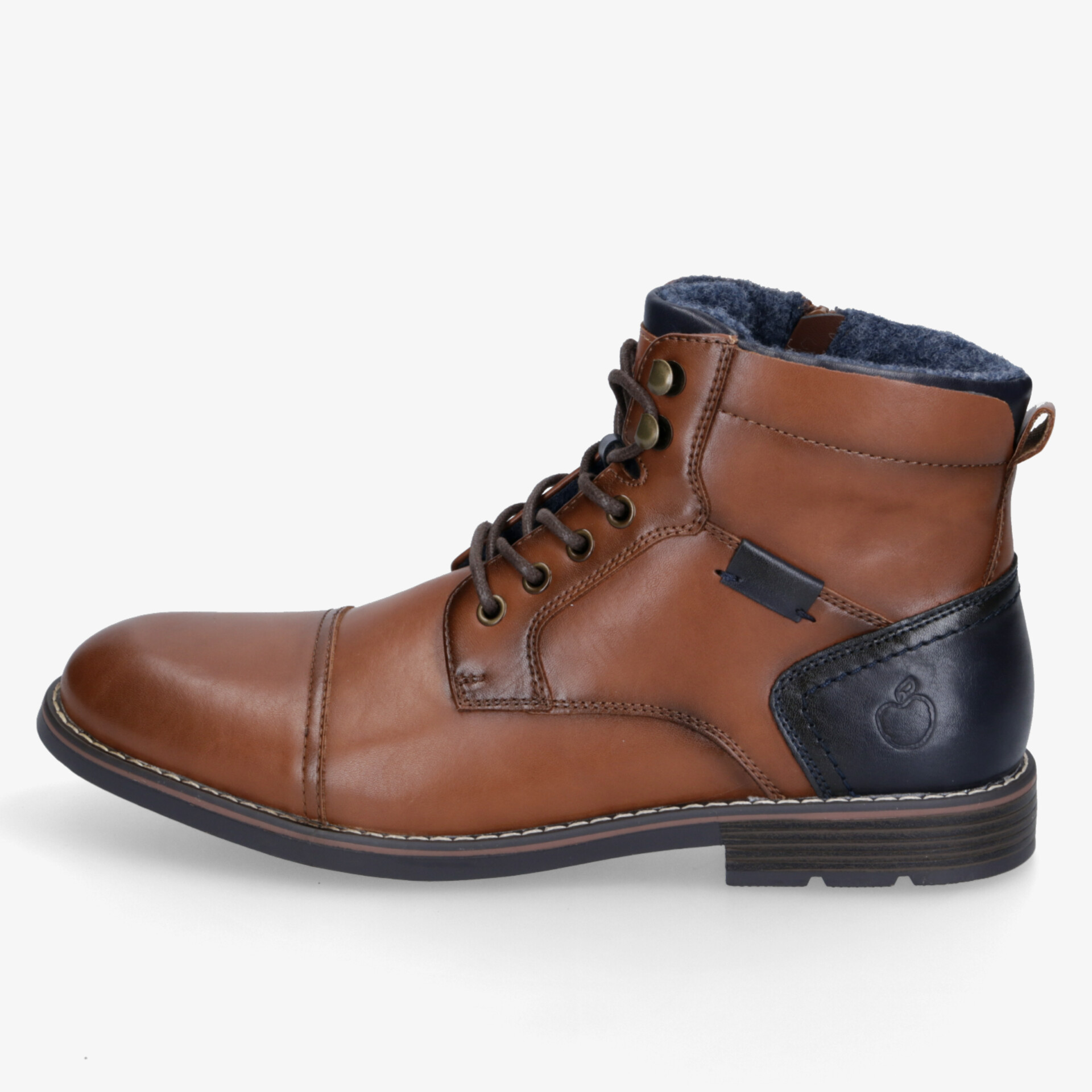 Elegante braune Stiefel in Lederoptik mit kuscheligem Futter und robustem zweifarbigem Design für stilvolle Auftritte.