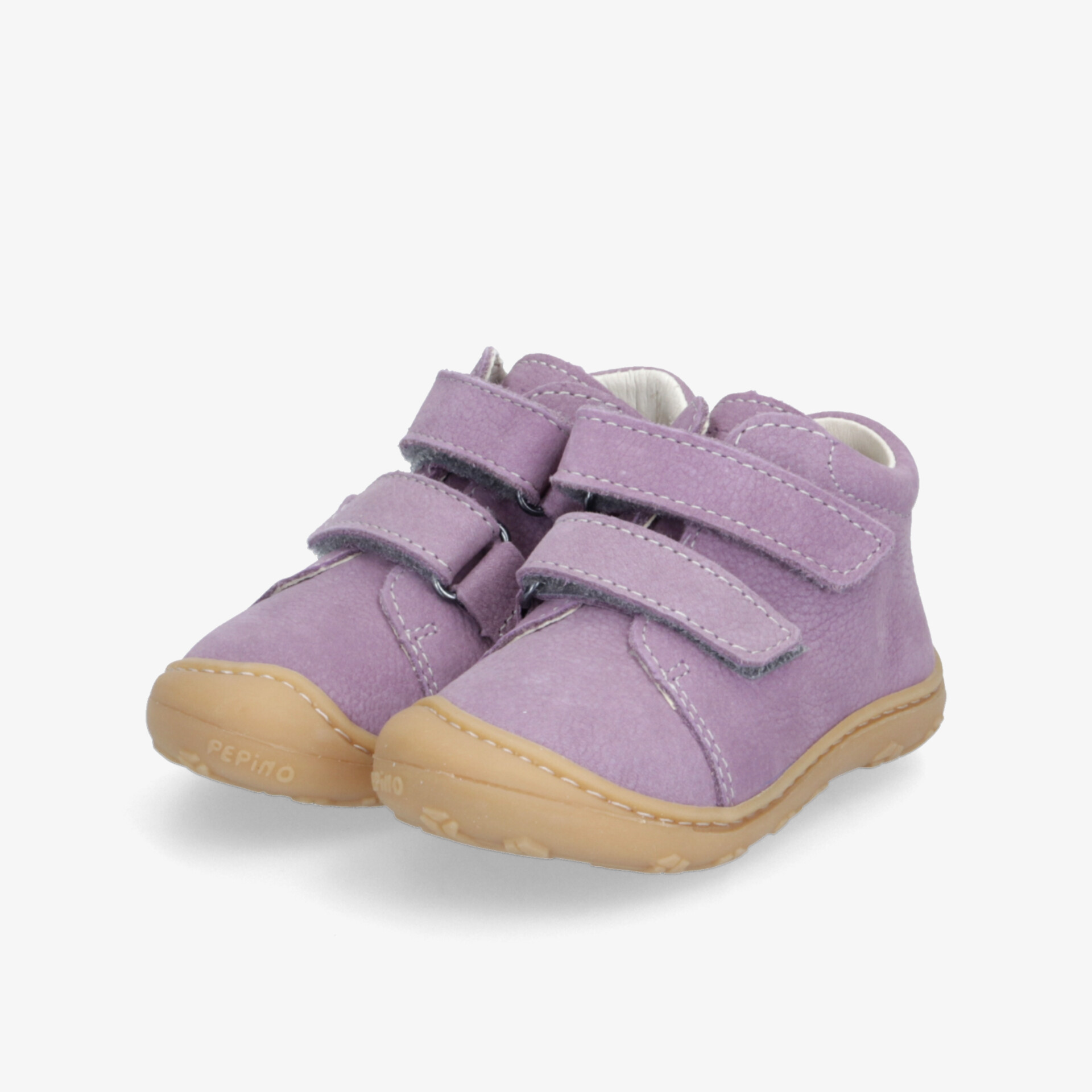 Bequeme lila Kinderhalbschuhe mit rutschfester Gummisohle und praktischen Velcro-Klettverschlüssen