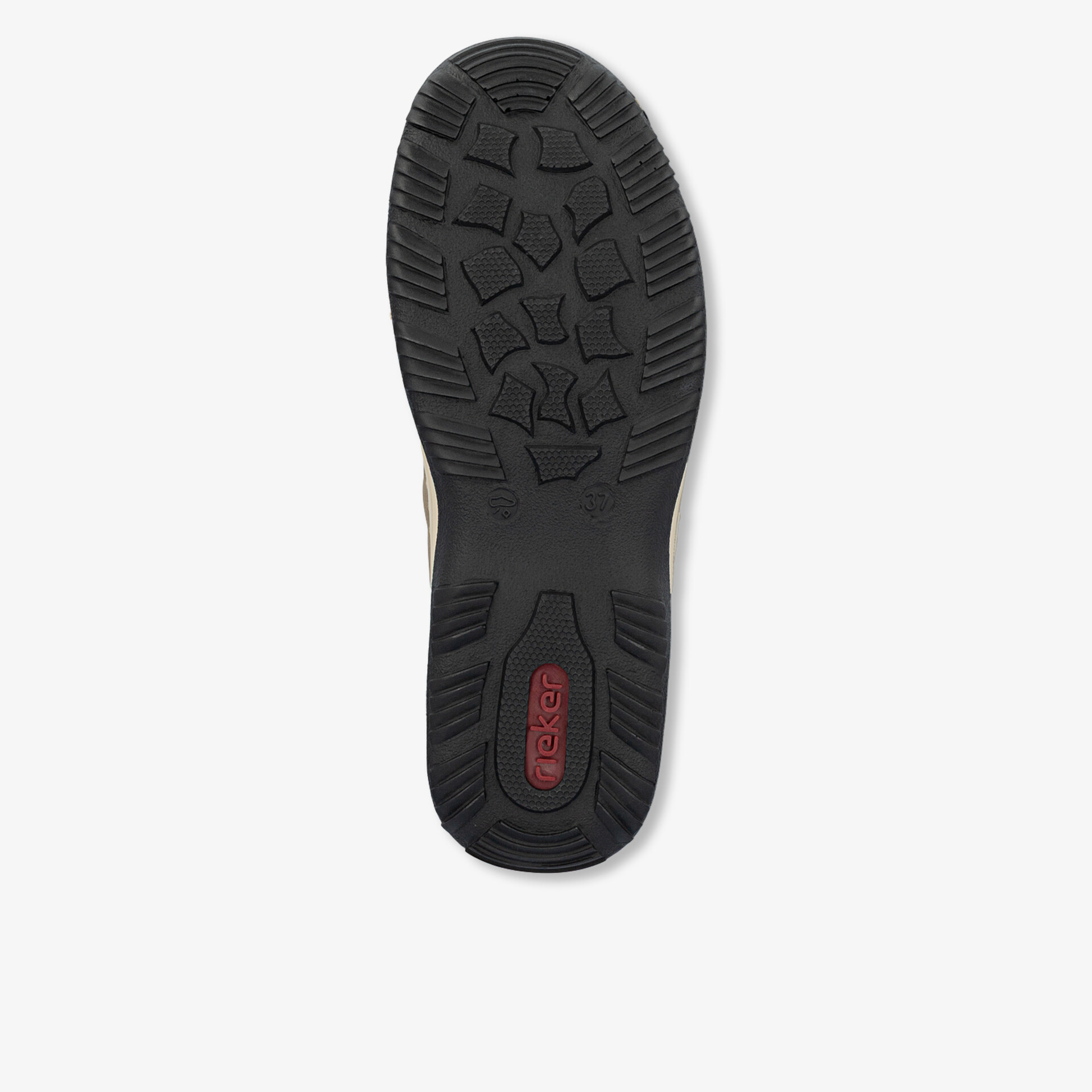 Sohle des Schuhs mit robustem, rutschfestem Profil für optimalen Halt auf verschiedenen Oberflächen.