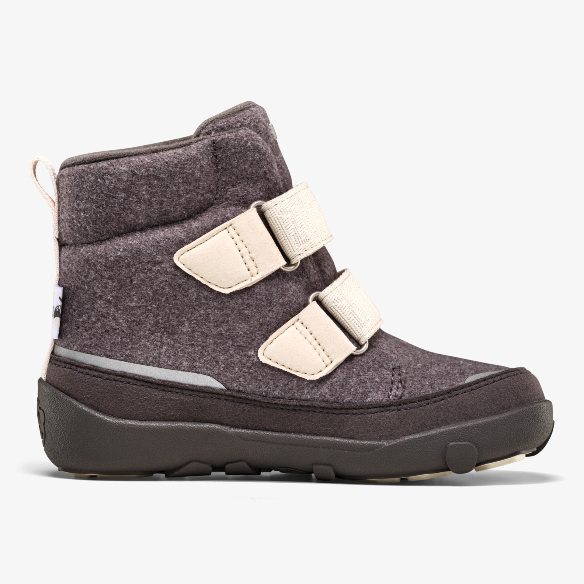 Warmer Winterstiefel in Grau mit hellen Klettverschlüssen und rutschfester Sohle für bequemes Tragen