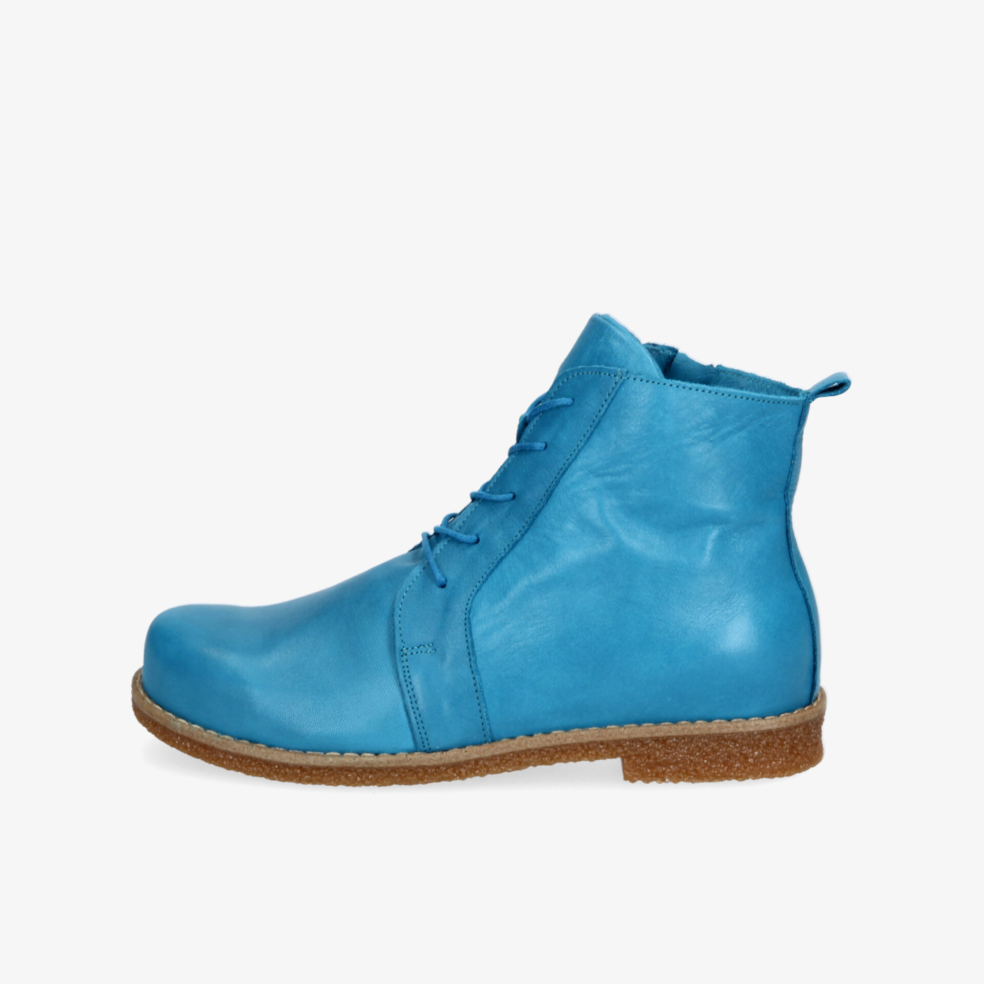 Stilvoller blauer Lederstiefel mit robuster, rutschfester Sohle und bequemer Passform. Perfekt für alle Gelegenheiten.