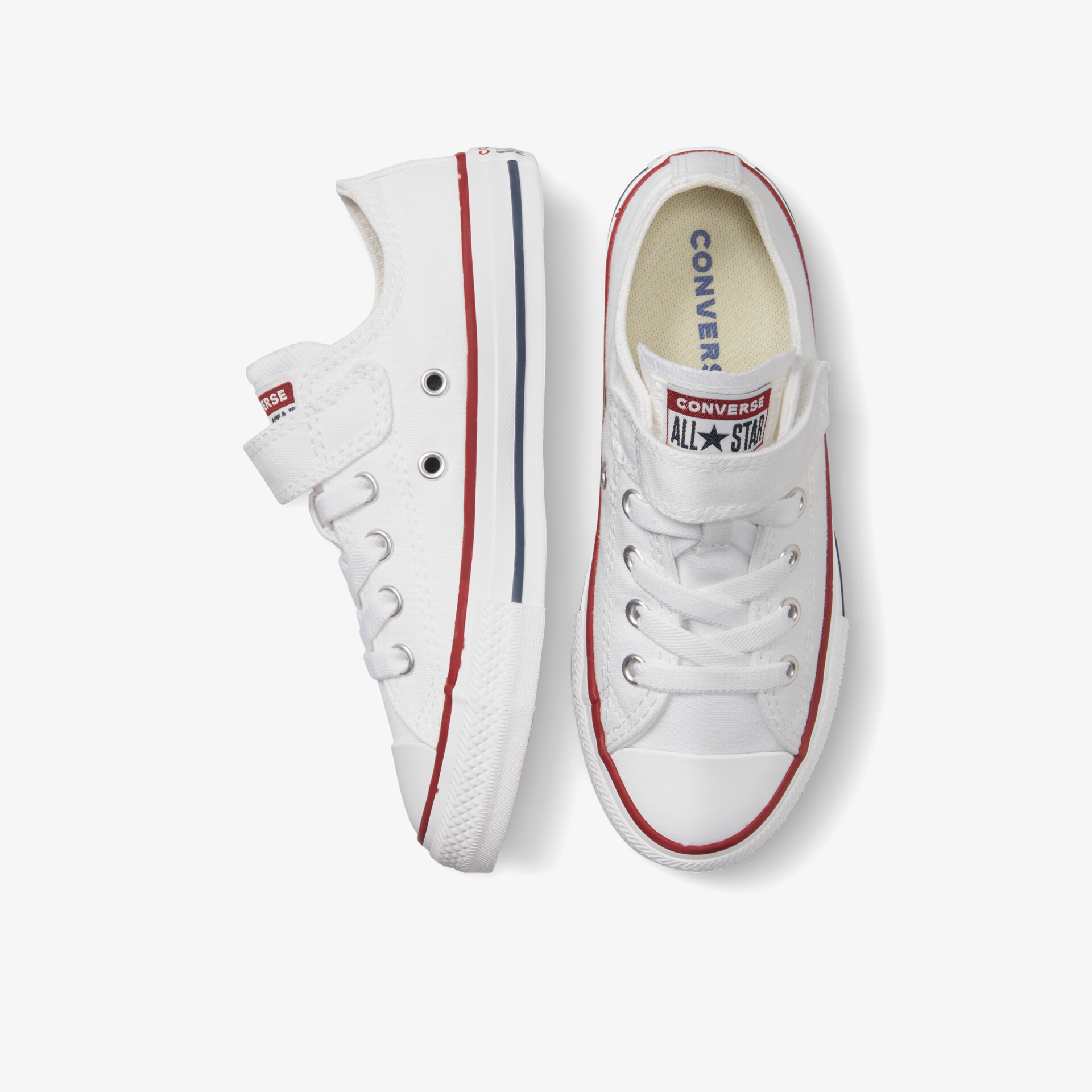 Klassische weiße Sneaker mit Klettverschluss, bequem und stilvoll für Alltag und Freizeit.